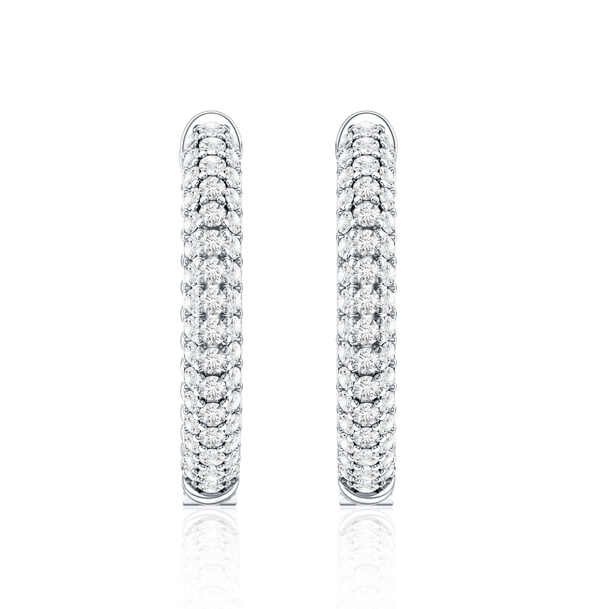Classic Diamond Hinged Hoop Earrings with Certificate Lab - ( EF-VS ) - Rosec Jewels