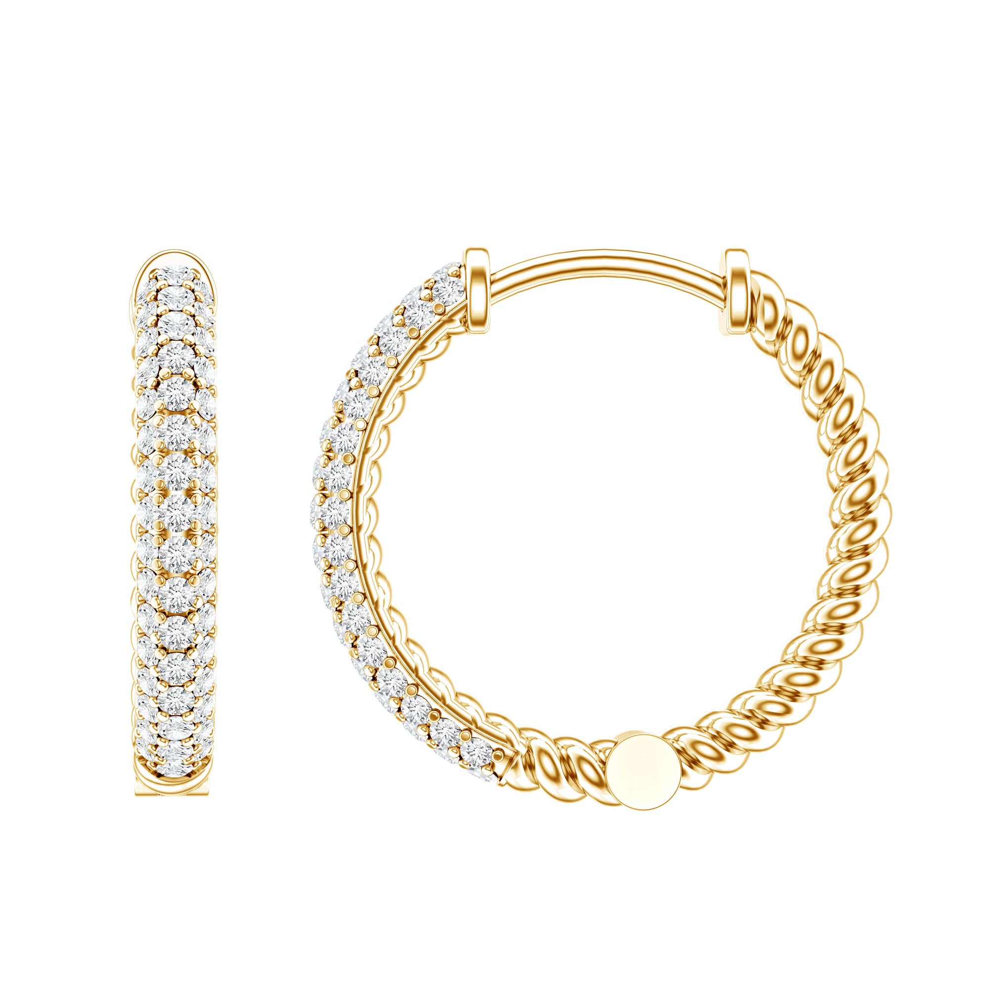 Classic Diamond Hinged Hoop Earrings with Certificate Lab - ( EF-VS ) - Rosec Jewels