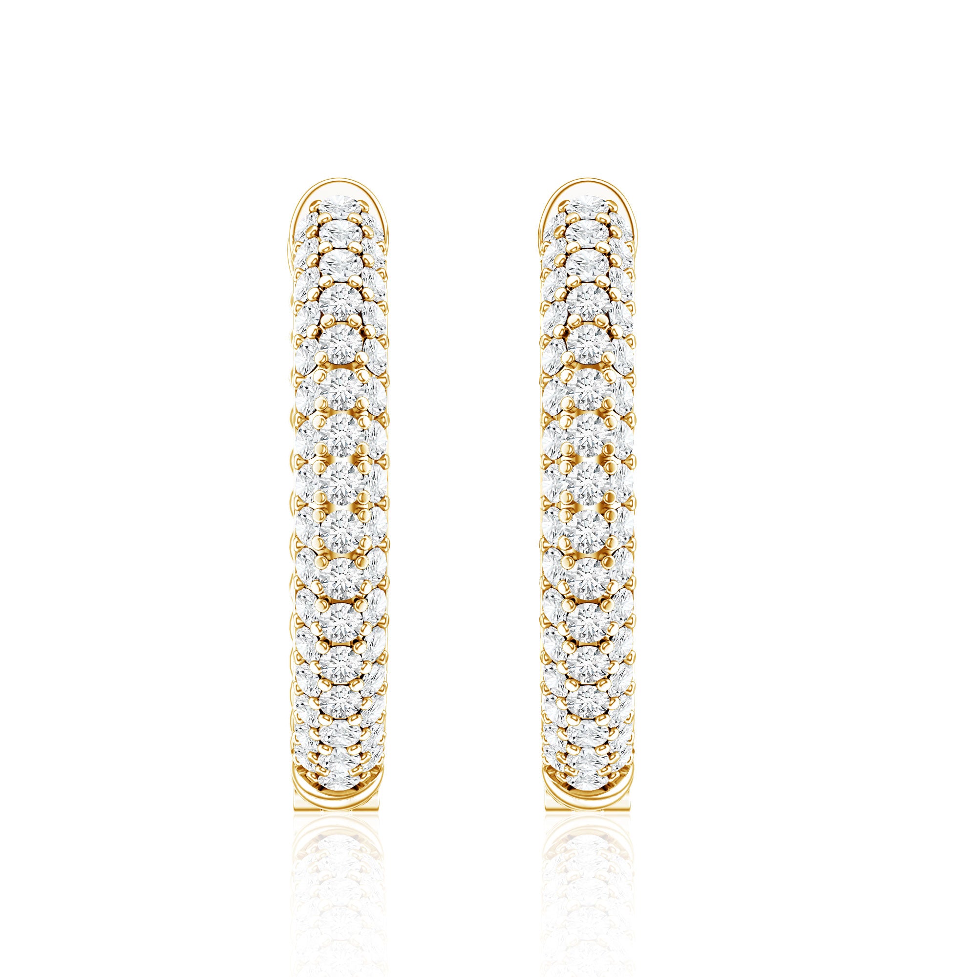 Classic Diamond Hinged Hoop Earrings with Certificate Lab - ( EF-VS ) - Rosec Jewels