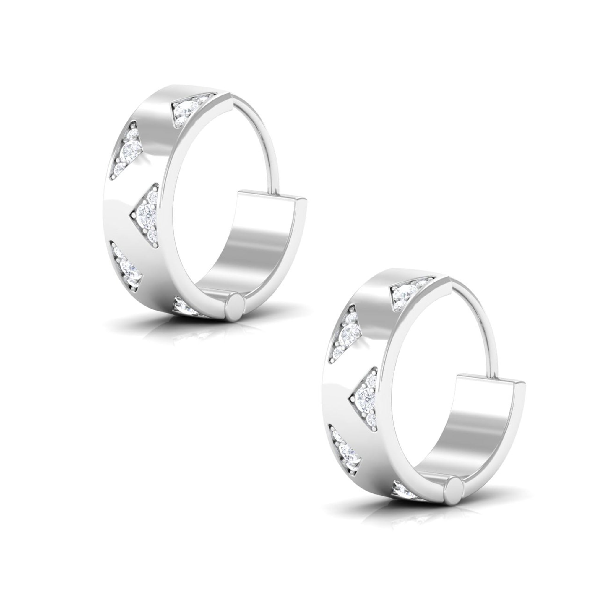 Rosec Jewels-Small Gold Hoop Earrings with Diamond Accents