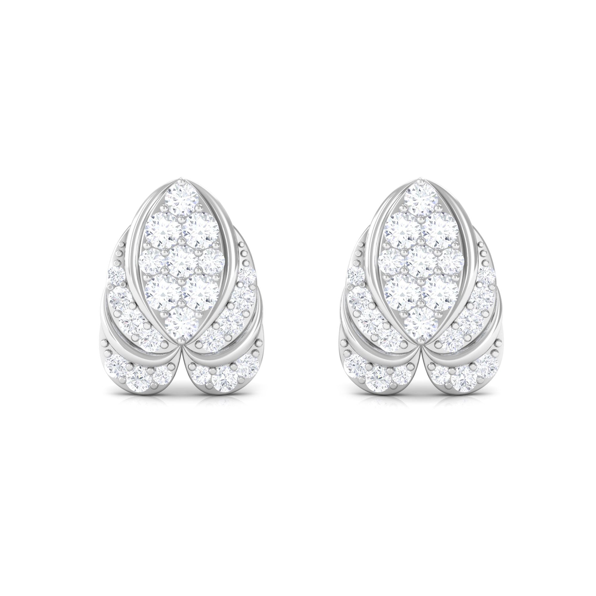 Rosec Jewels-1/2 CT Round Diamond Antique Heart Stud Earrings