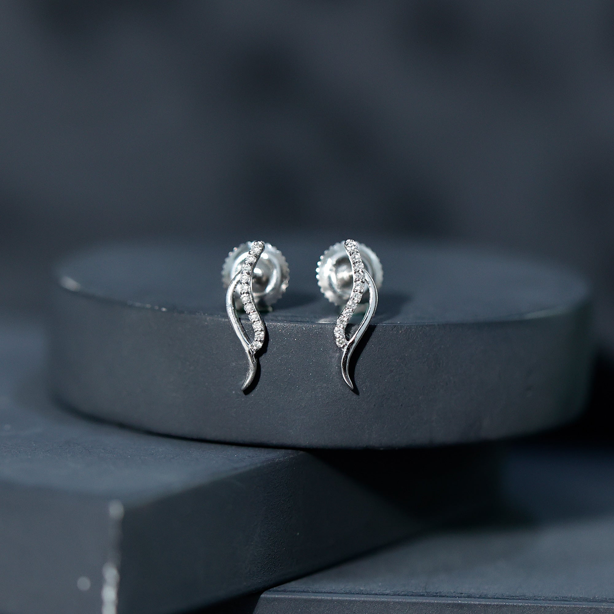 Prong Set Diamond Leaf Stud Earrings for Women Lab - ( EF-VS ) - Rosec Jewels