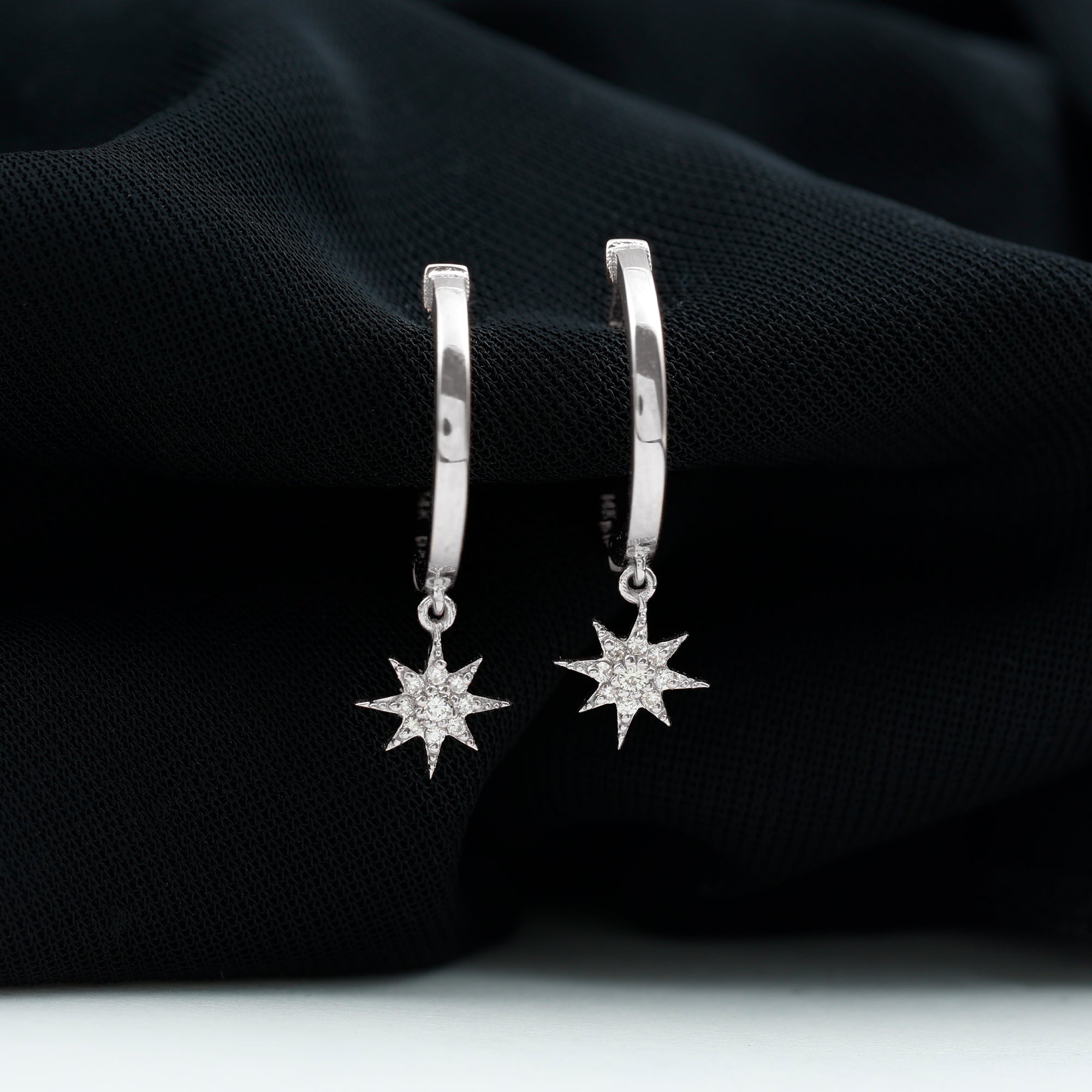 Certified Diamond Star Drop Earrings Lab - ( EF-VS ) - Rosec Jewels