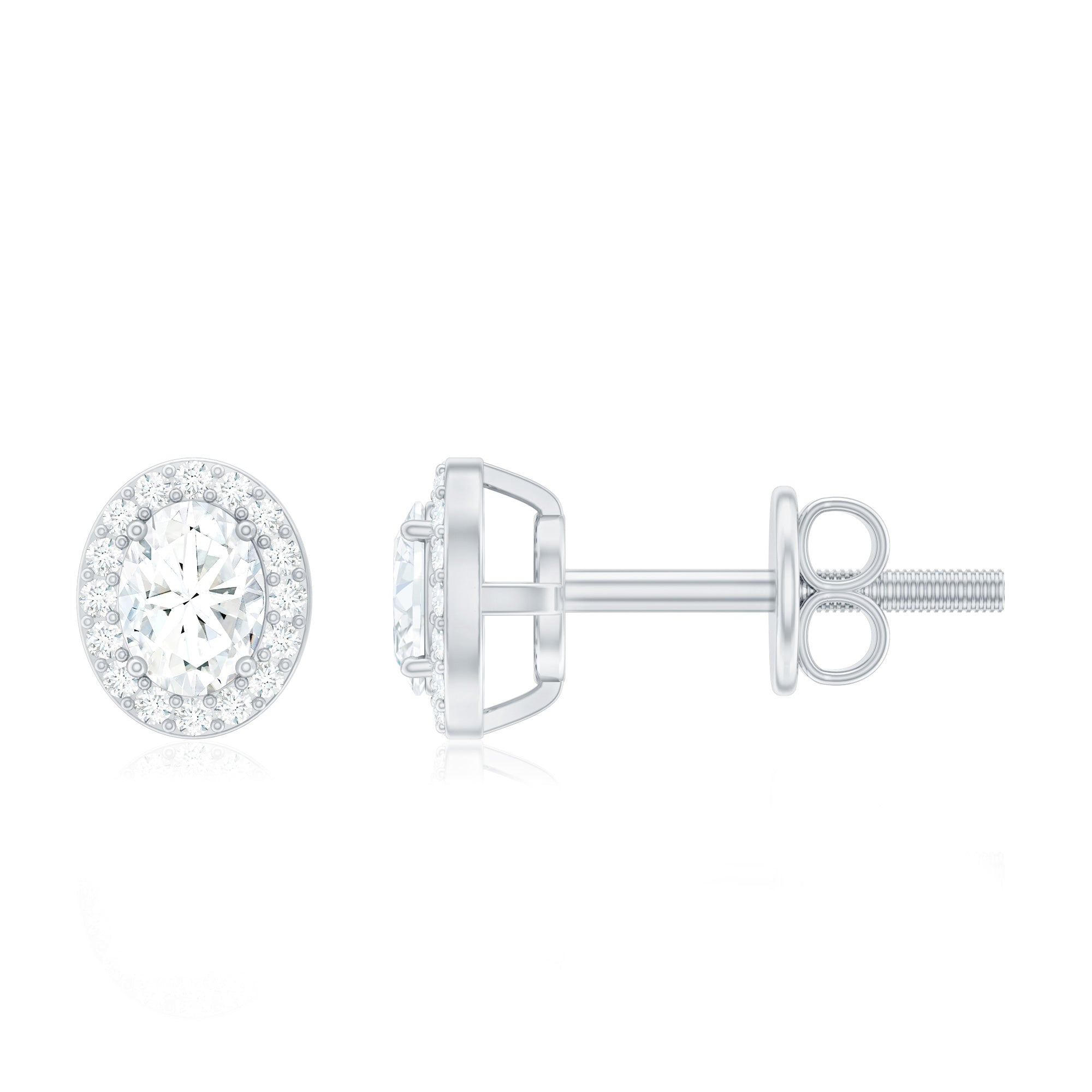 Rosec Jewels-0.50 CT Oval Shape Diamond Halo Stud Earrings