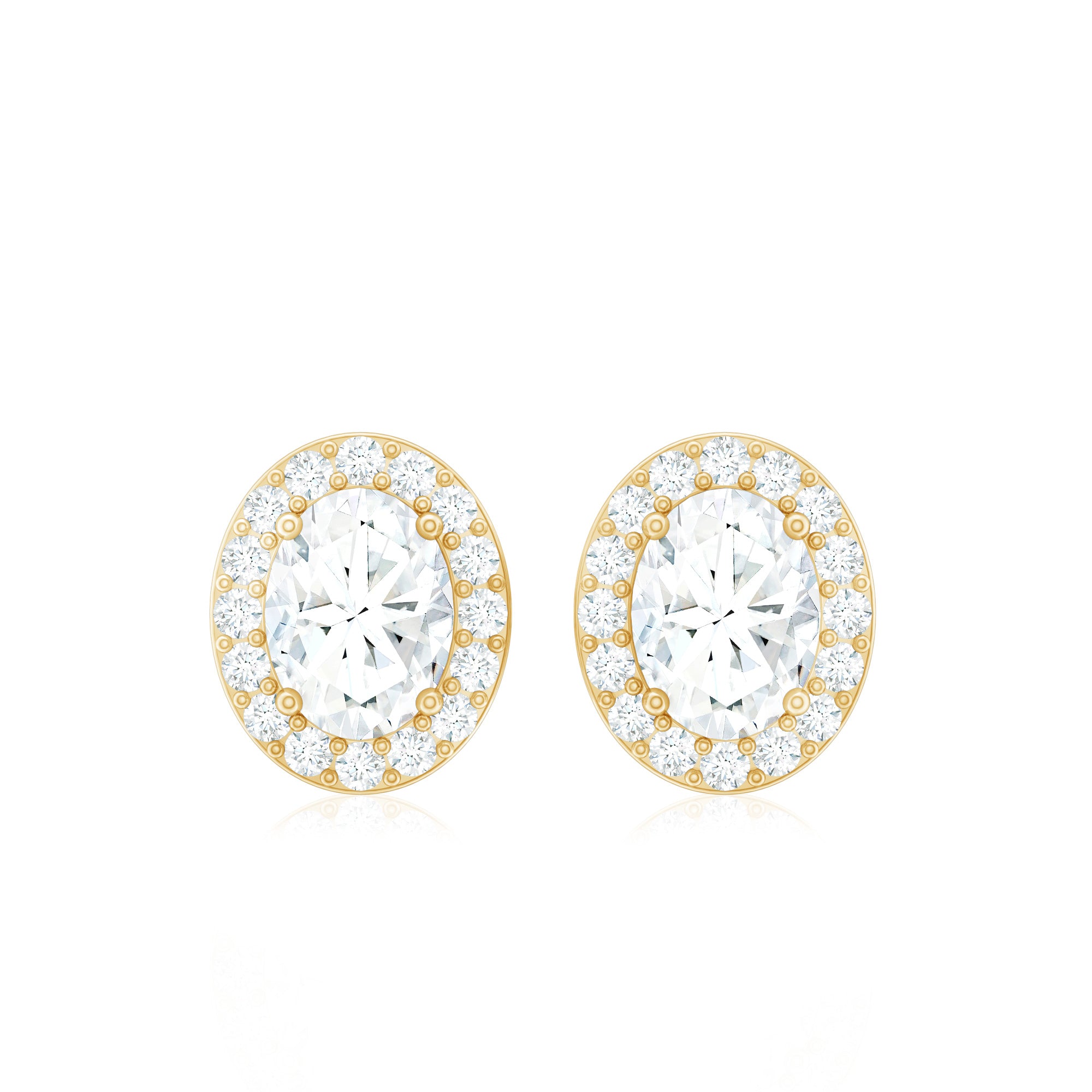 Rosec Jewels-0.50 CT Oval Shape Diamond Halo Stud Earrings
