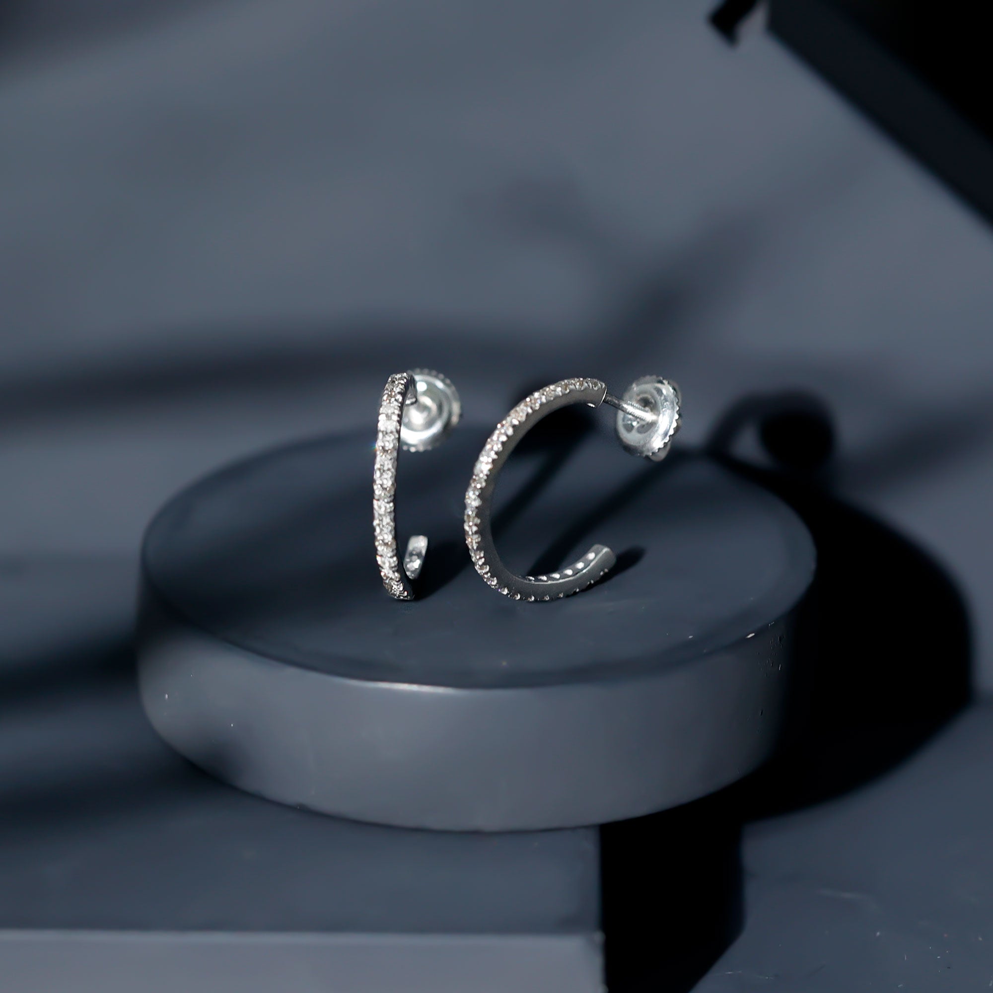 Round Shaped Diamond Hoop Earrings Lab - ( EF-VS ) - Rosec Jewels