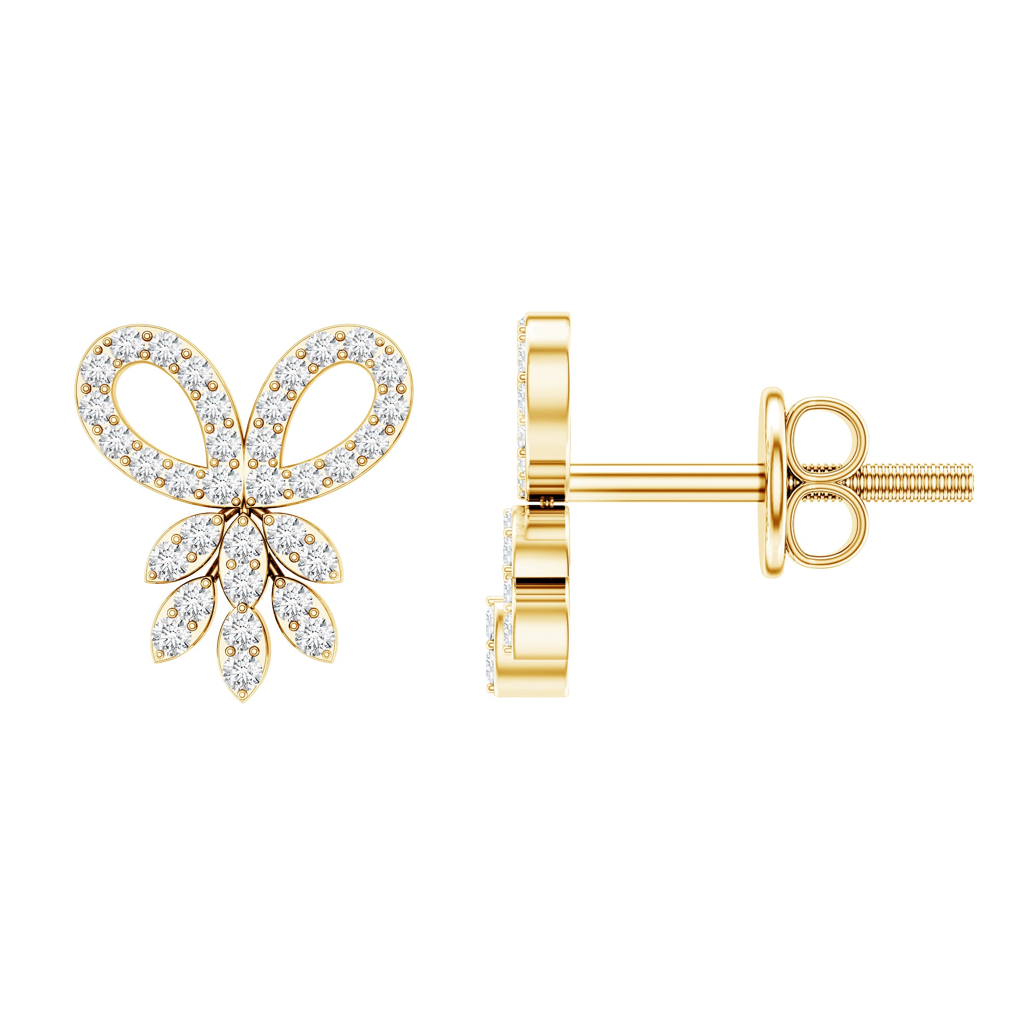 Certified Diamond Bow Earrings For Her Lab - ( EF-VS ) - Rosec Jewels