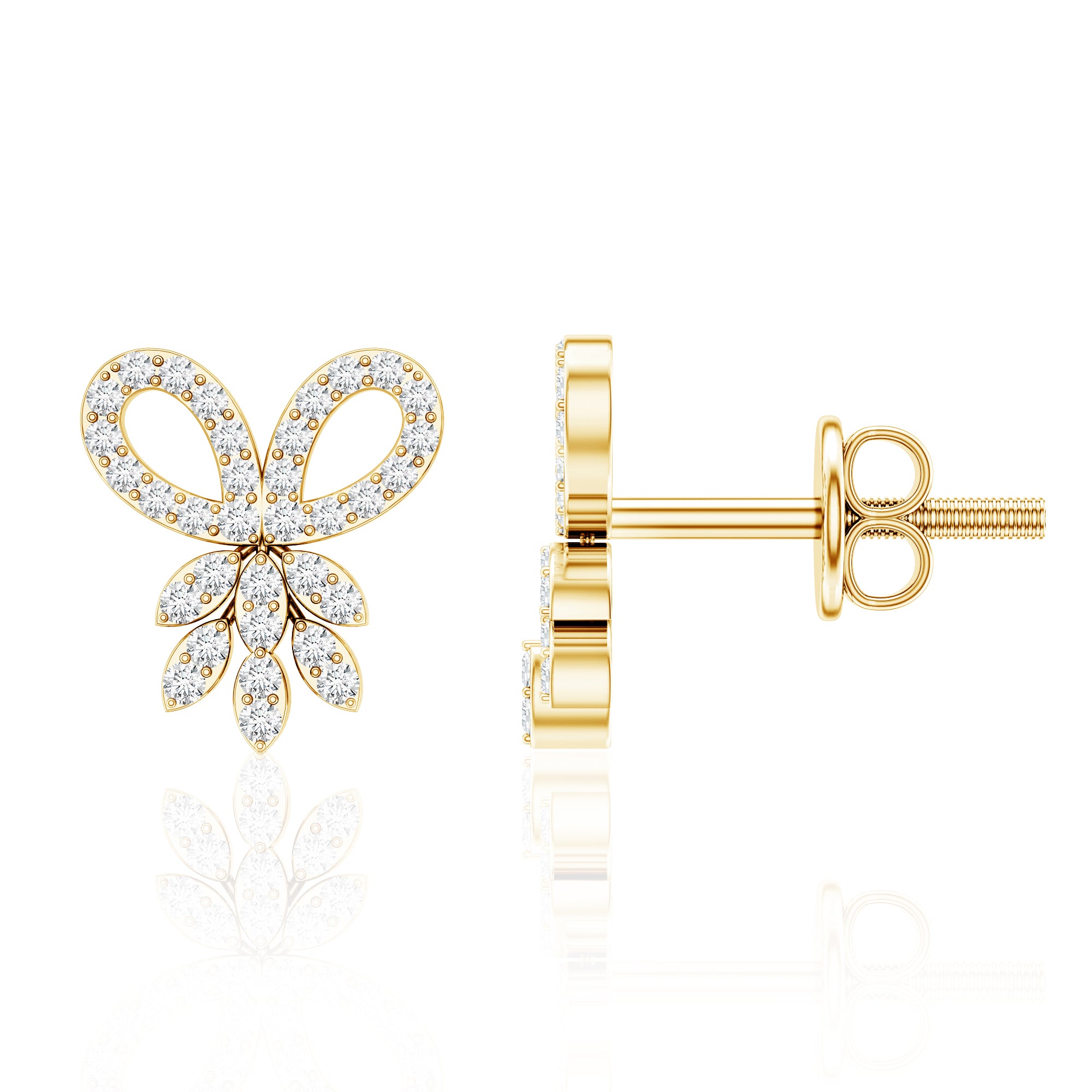 Certified Diamond Bow Earrings For Her Lab - ( EF-VS ) - Rosec Jewels