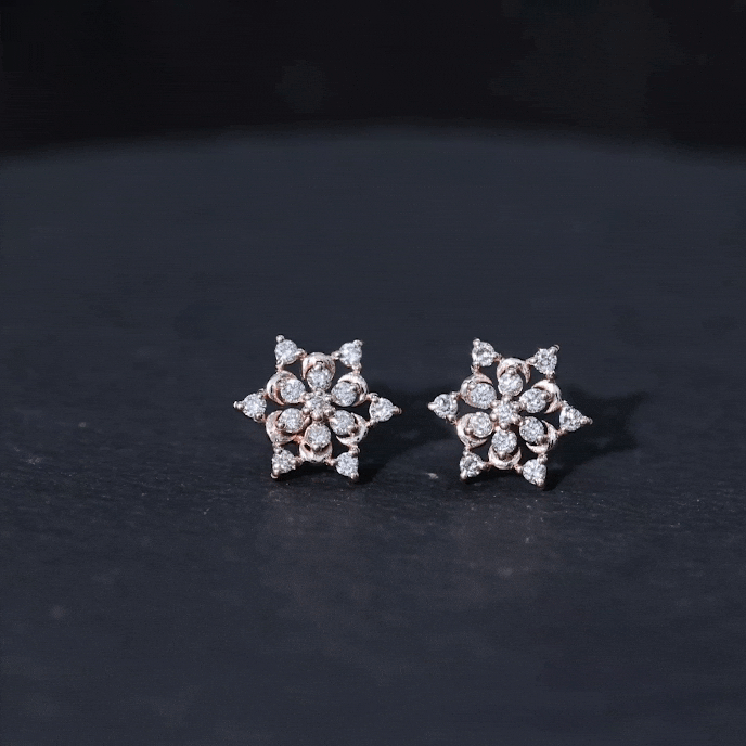 Certified Diamond Snowflake Stud Earrings Lab - ( EF-VS ) - Rosec Jewels
