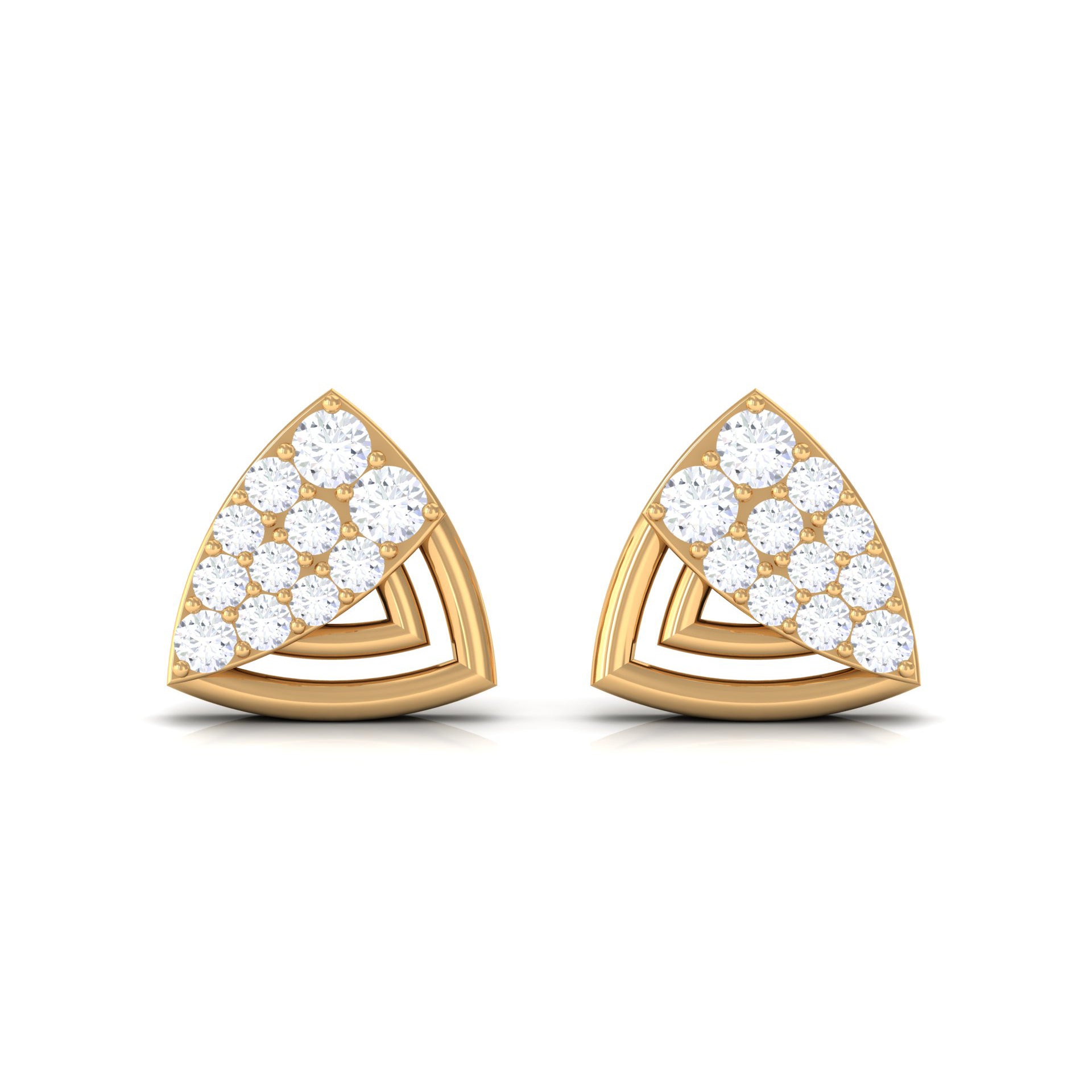 Rosec Jewels-1/4 CT Round Diamond Gold Triangle Contemporary Stud Earrings