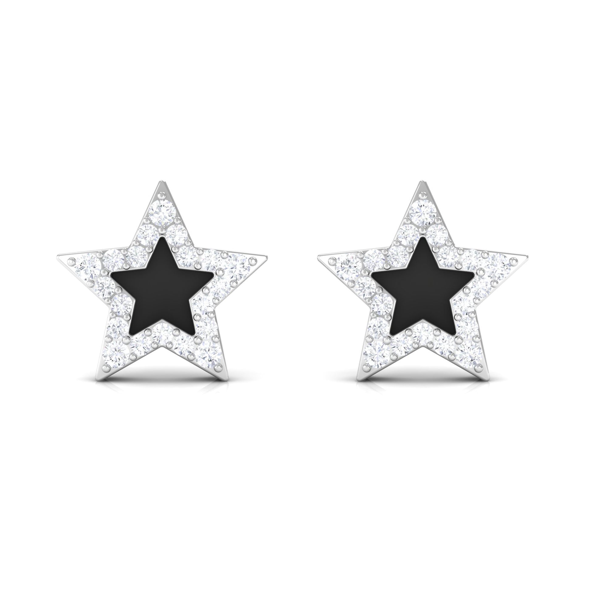 Rosec Jewels-Minimal Diamond Star Stud Earring with Enamel