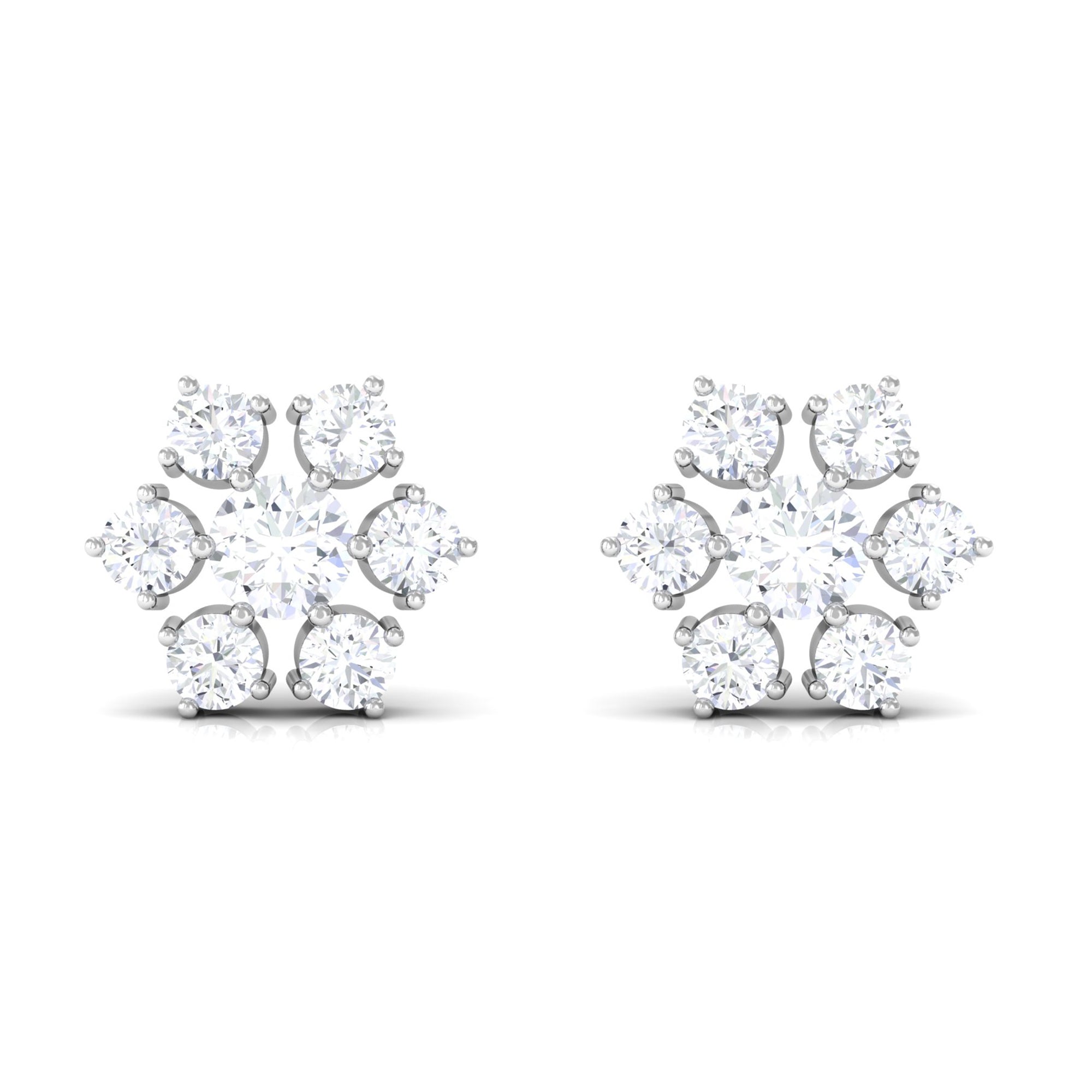 Rosec Jewels-3/4 CT Diamond Cluster Flower Stud Earrings in Gold