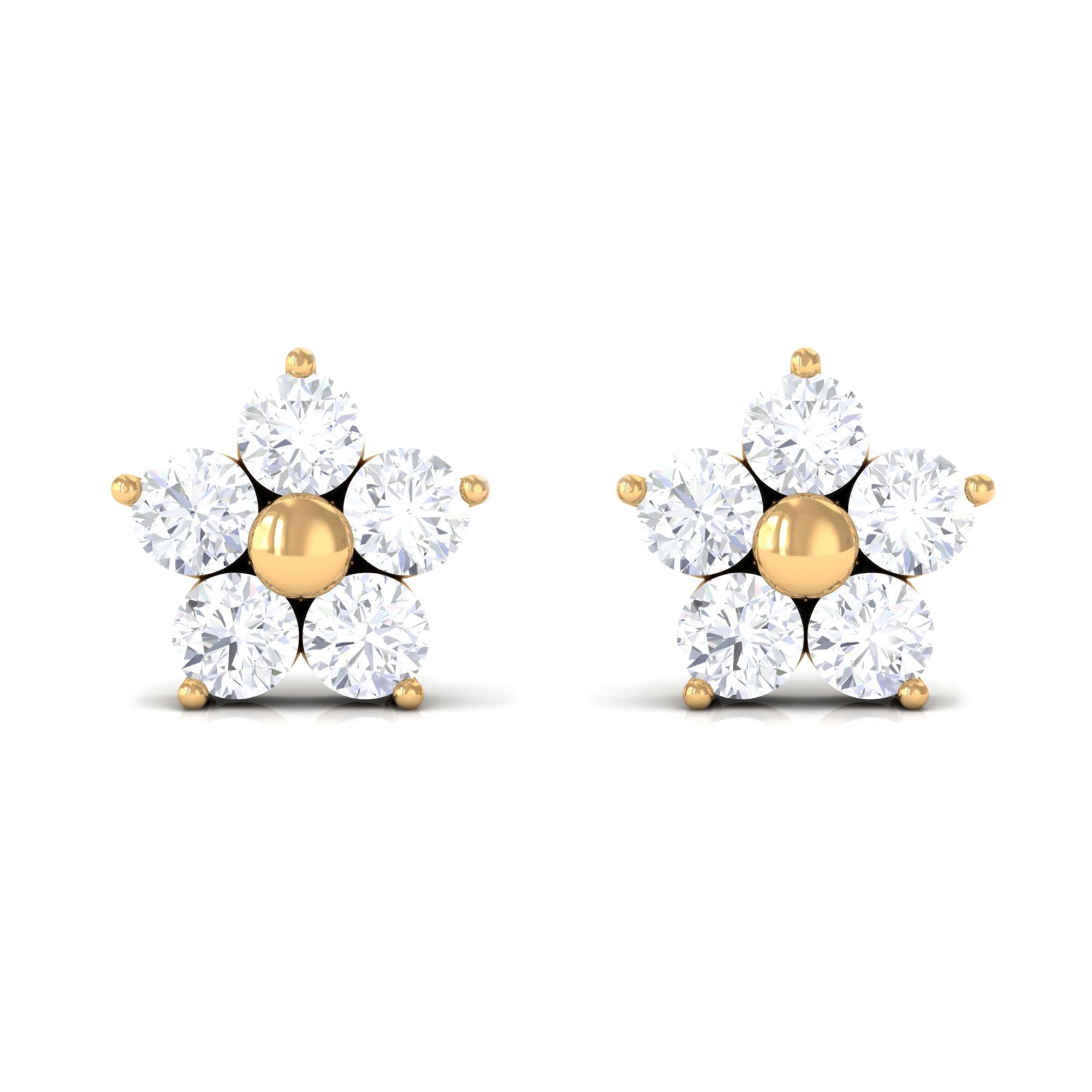 Rosec Jewels-3/4 CT Simple Diamond Flower Stud Earrings in Prong Setting