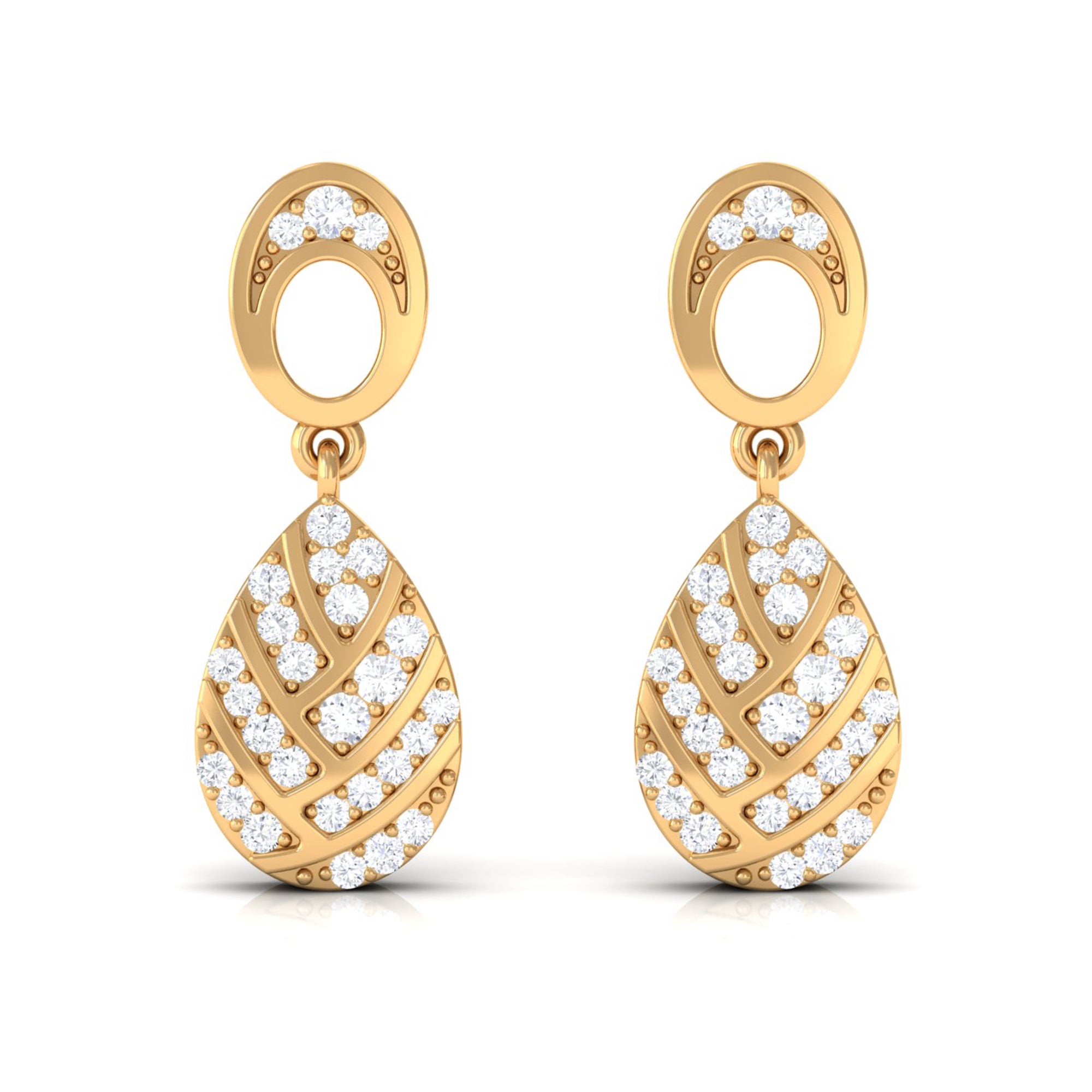 Rosec Jewels-Classic Diamond Gold Bridal Teardrop Earrings