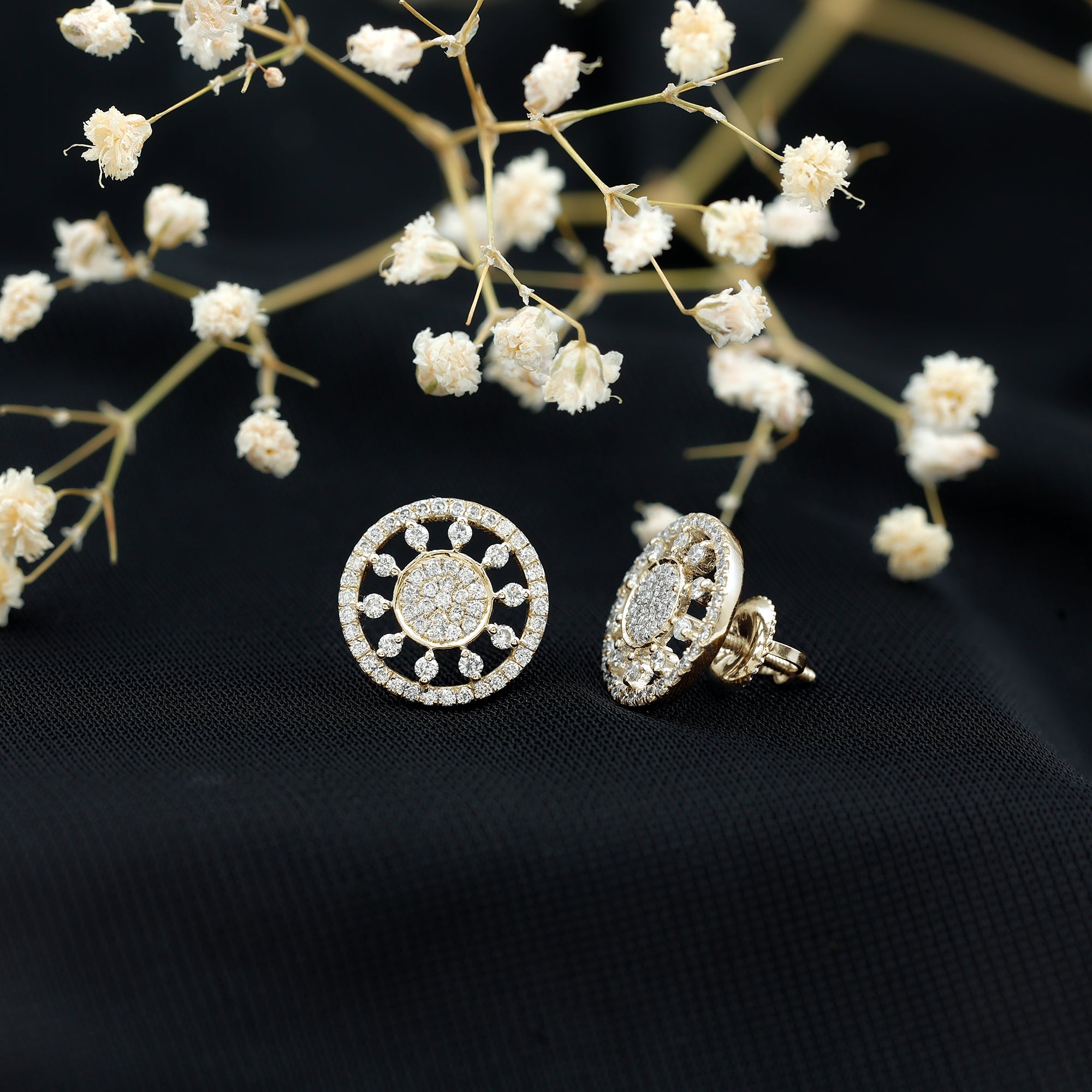 Certified Diamond Statement Ear Studs Lab - ( EF-VS ) - Rosec Jewels