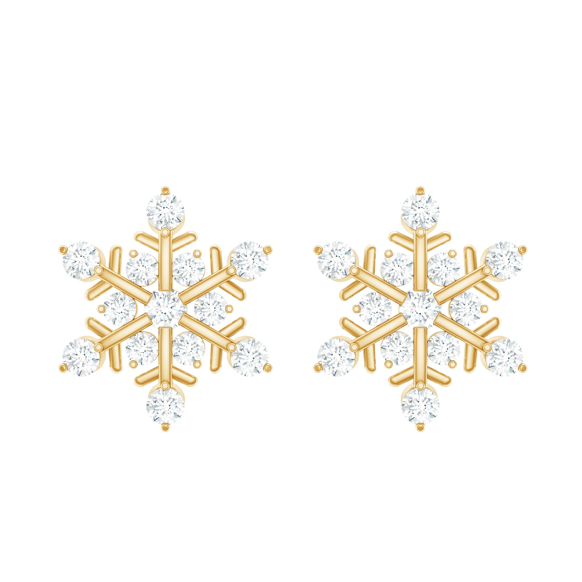 Rosec Jewels-Certified Diamond Snowflake Stud Earrings with Screw Back