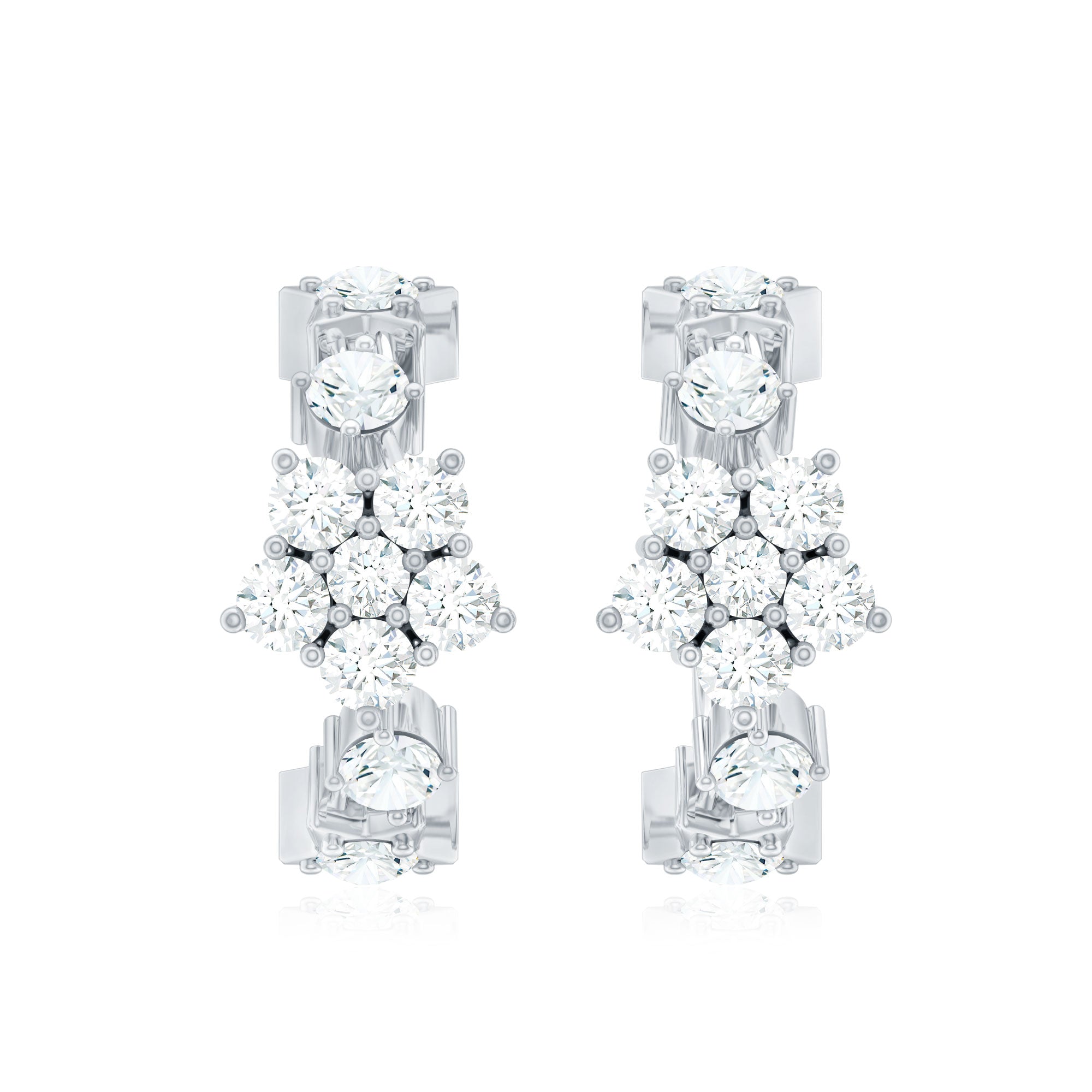 Rosec Jewels-3/4 CT Diamond Floral Hoop Earrings