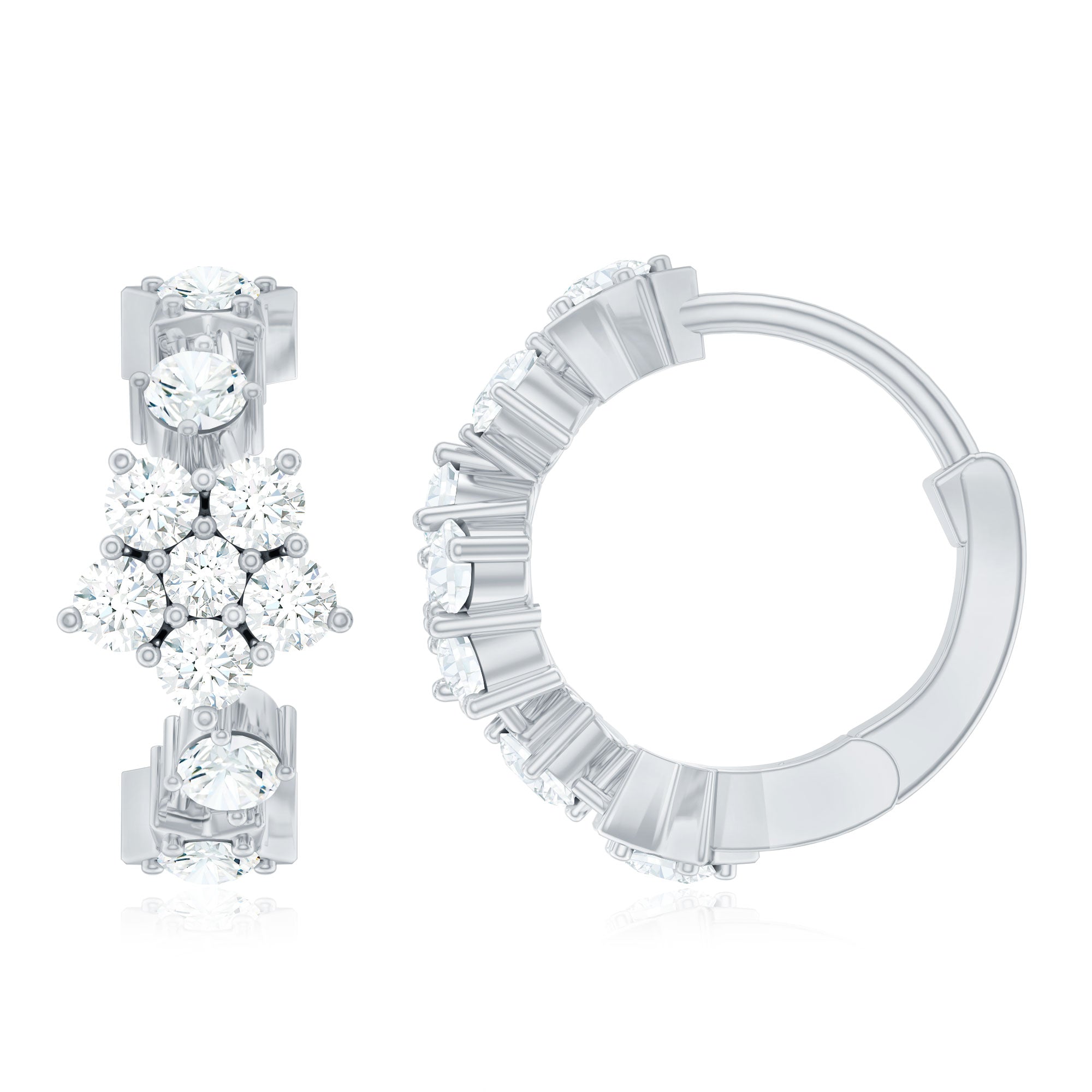Rosec Jewels-3/4 CT Diamond Floral Hoop Earrings