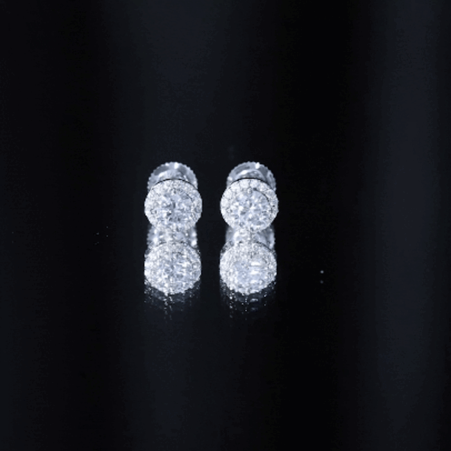 Certified 1 Carat Round Moissanite Classic Stud Earrings in Silver D-VS1 92.5 Sterling Silver - Rosec Jewels