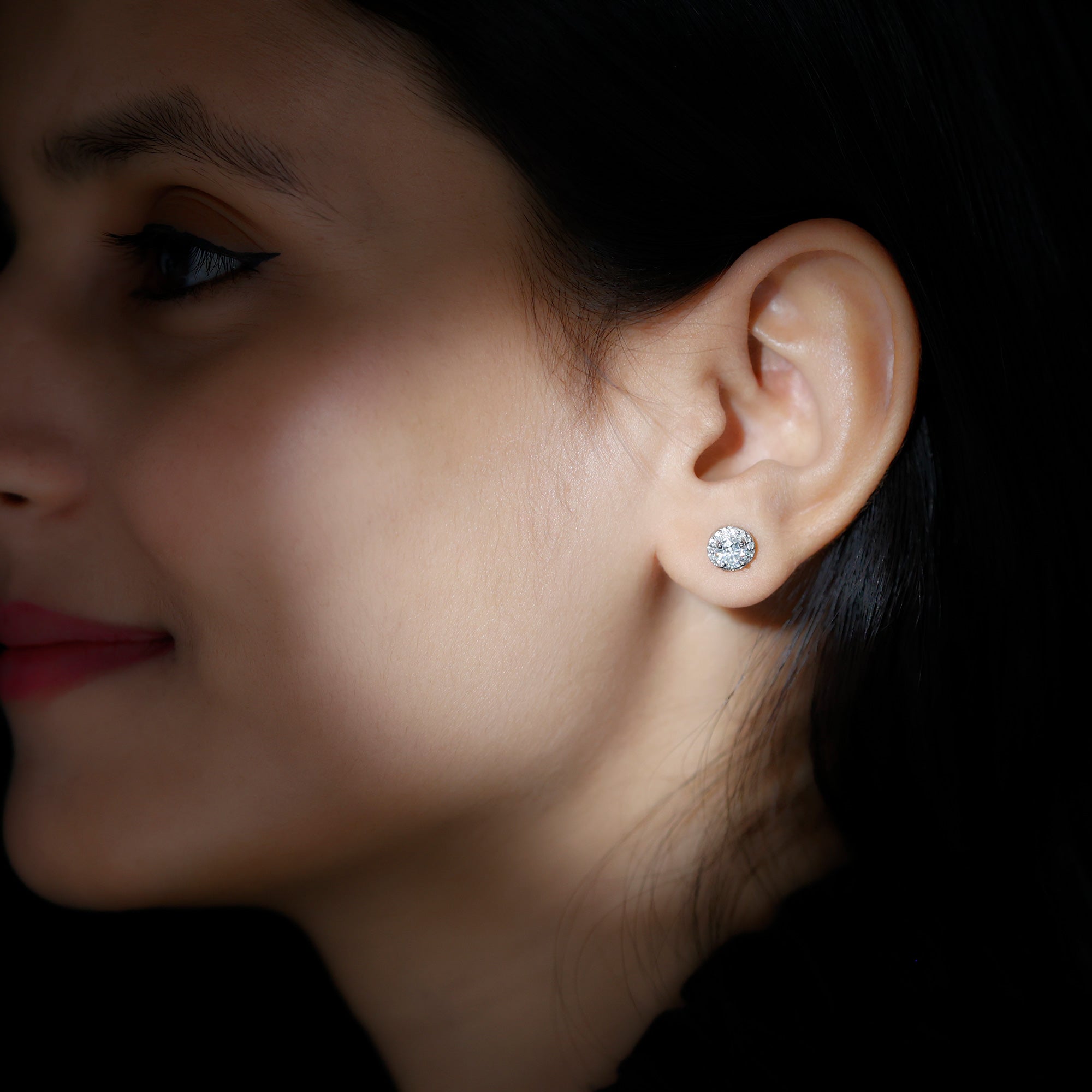 Certified 1 Carat Round Moissanite Classic Stud Earrings in Silver D-VS1 92.5 Sterling Silver - Rosec Jewels