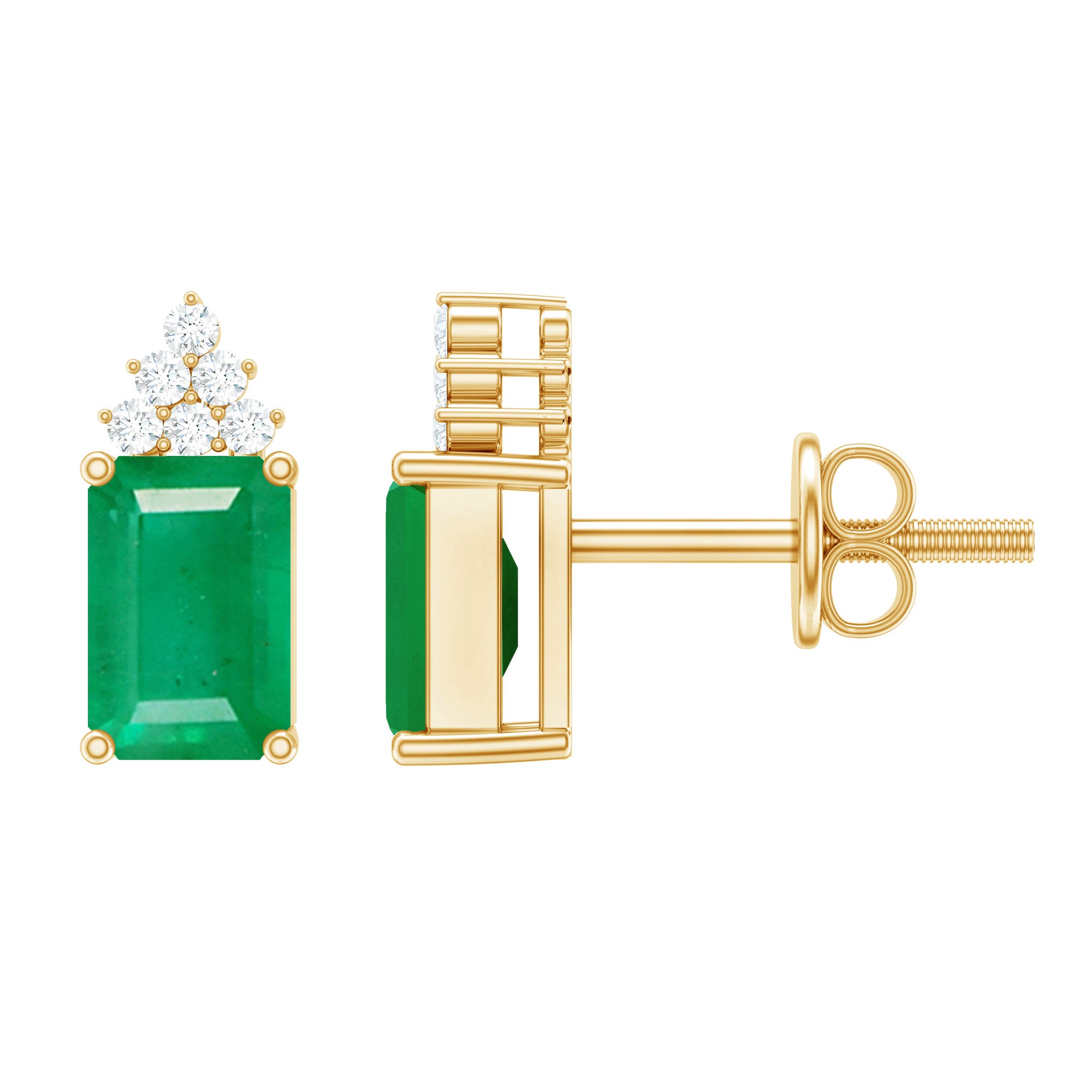 新品・未使用【GODSIZE】ROSE STUD w/emerald Shining Jewel Traditional CZ and American Diamond Studded Rose Gold Pl