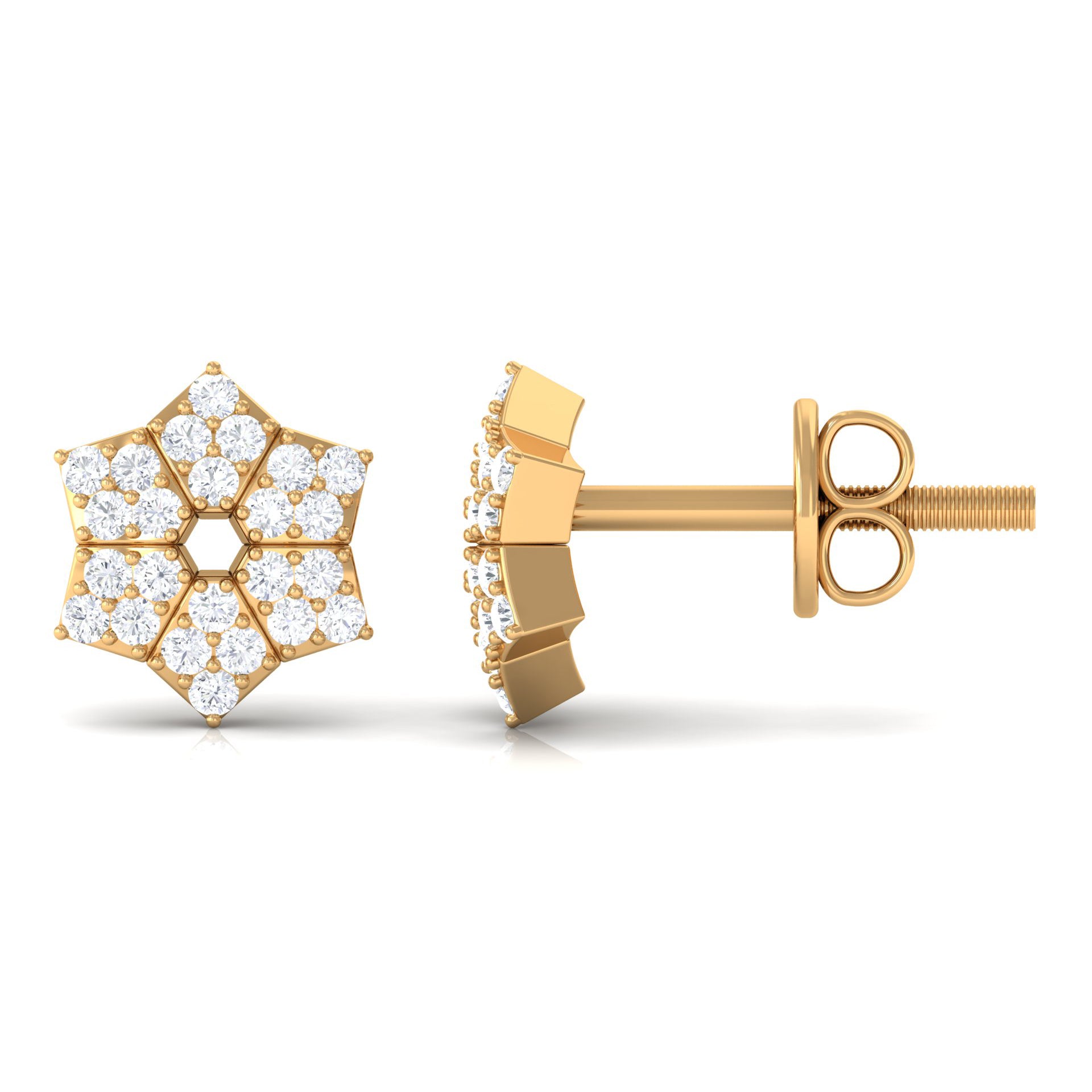 Rosec Jewels-1/4 CT Round Diamond Classic Flower Stud Earrings