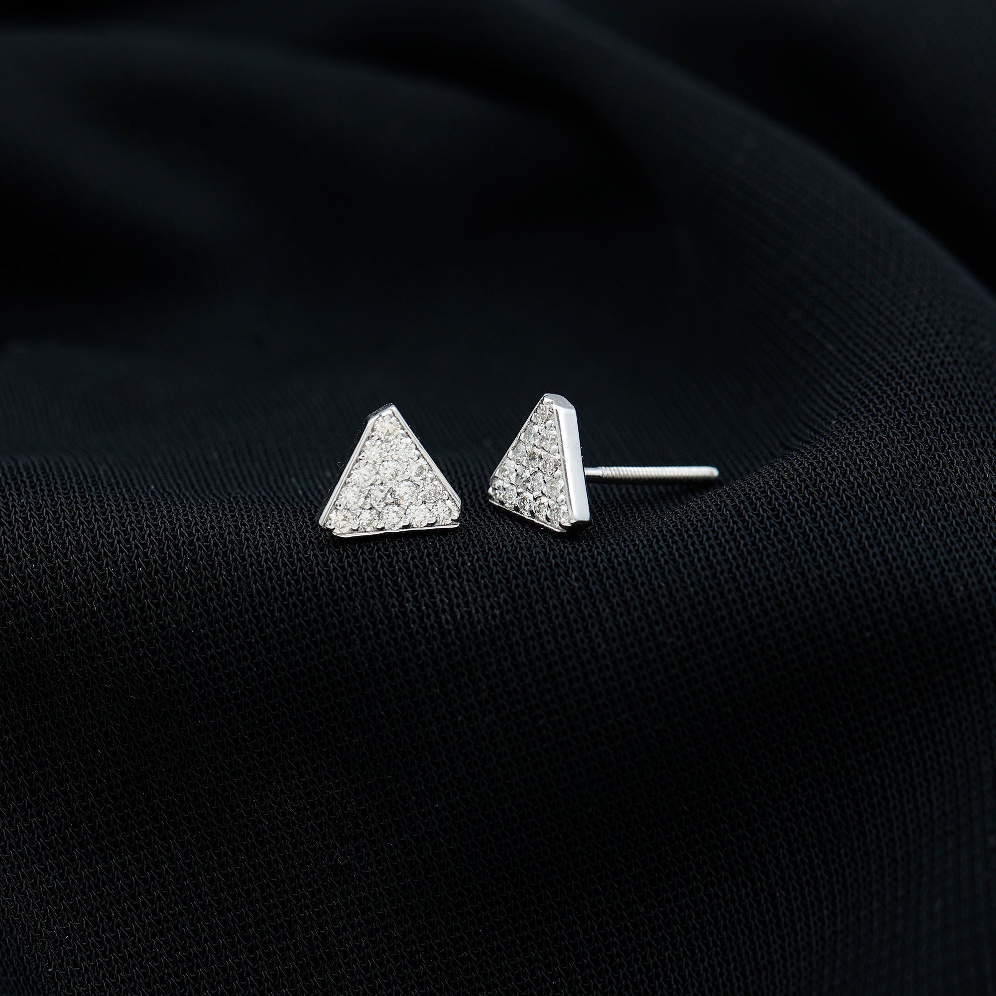Genuine Diamond Triangle Stud Earrings Natural - ( HI-SI ) - Rosec Jewels