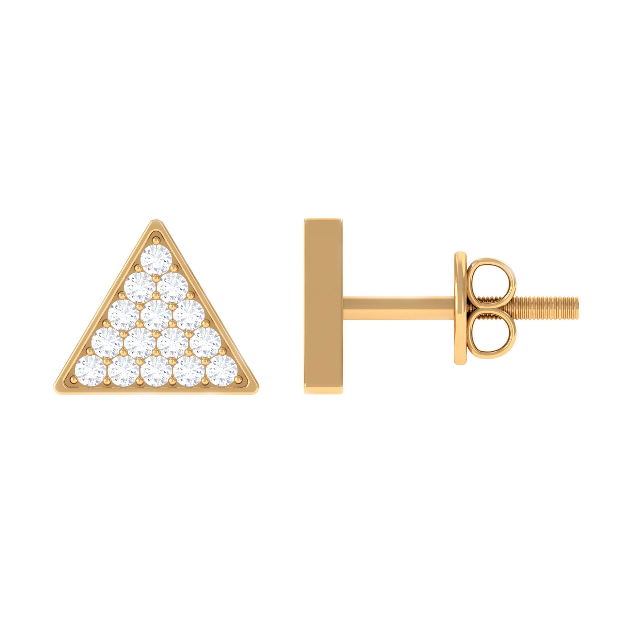 Genuine Diamond Triangle Stud Earrings Natural - ( HI-SI ) - Rosec Jewels