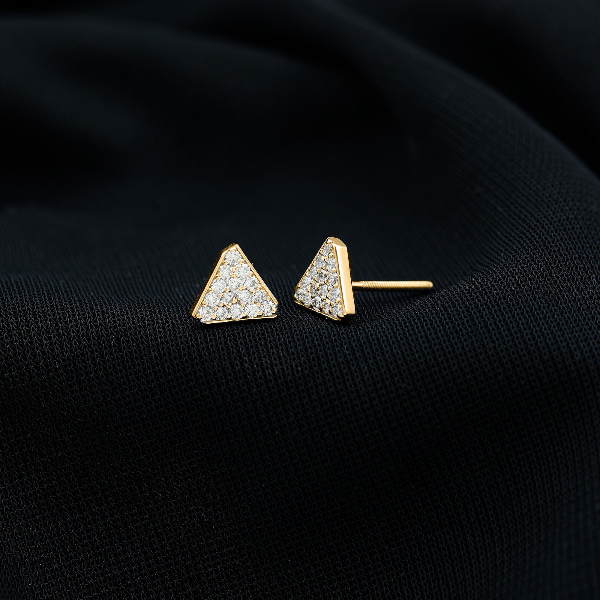 Genuine Diamond Triangle Stud Earrings Natural - ( HI-SI ) - Rosec Jewels