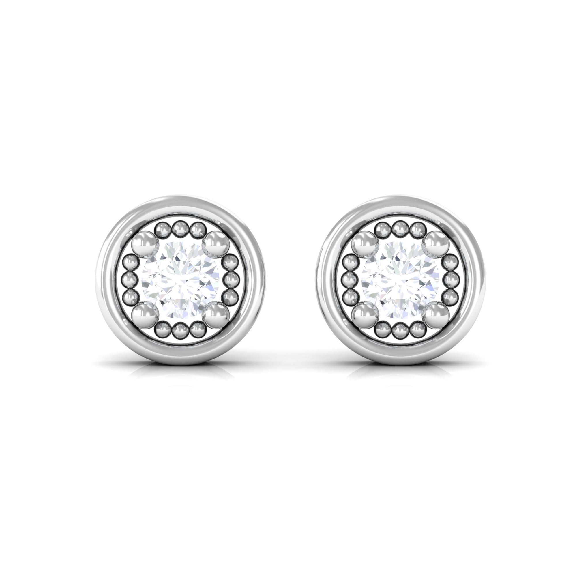 Rosec Jewels-Round Cut Certified Diamond Gold Solitaire Stud Earrings