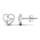 Round Natural Diamond Modern Heart Stud Earrings Diamond - ( HI-SI ) - Color and Clarity - Rosec Jewels
