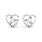 Round Natural Diamond Modern Heart Stud Earrings Diamond - ( HI-SI ) - Color and Clarity - Rosec Jewels