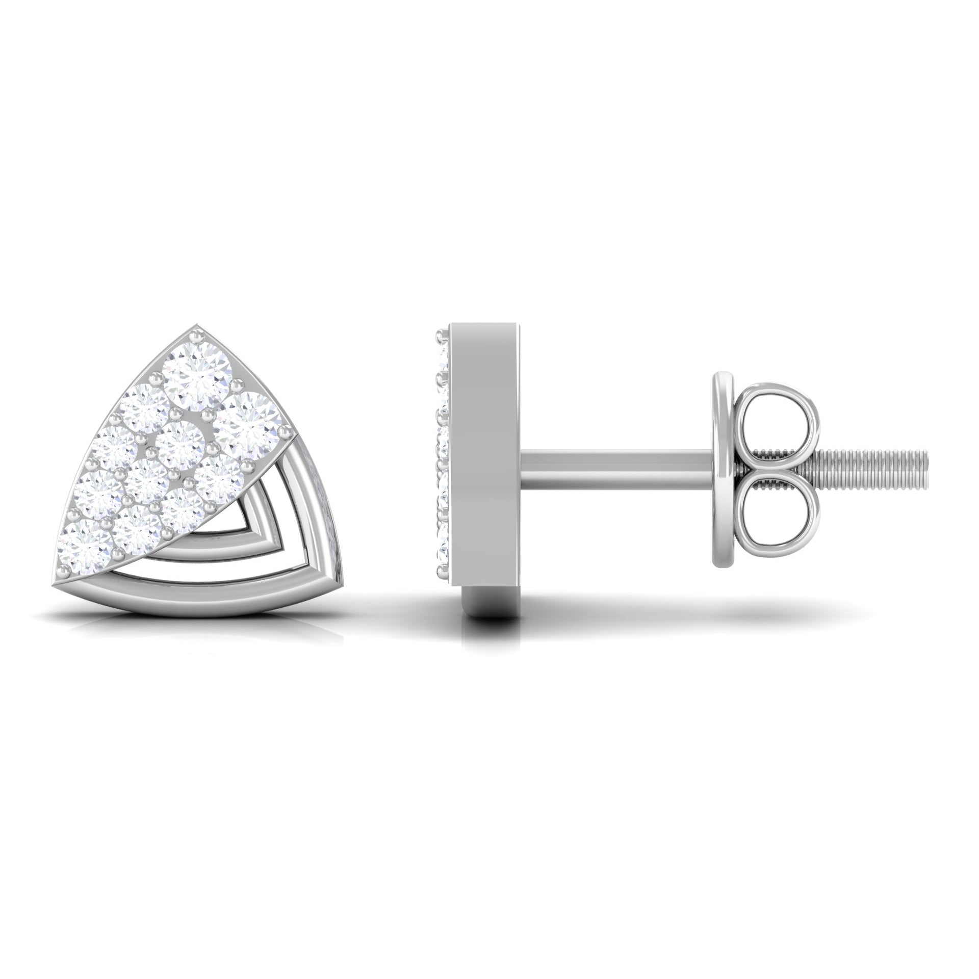 Rosec Jewels-1/4 CT Round Diamond Gold Triangle Contemporary Stud Earrings