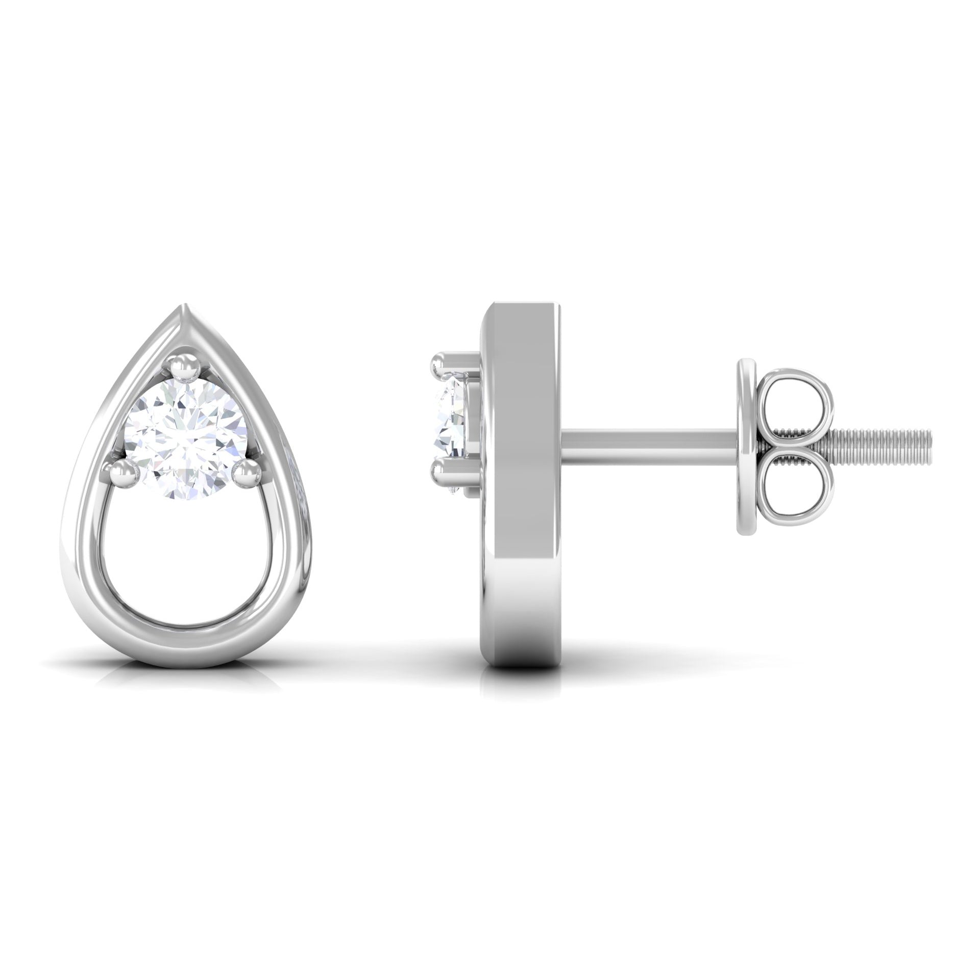 Rosec Jewels-1/4 CT Simple Diamond Teardrop Stud Earrings in Gold