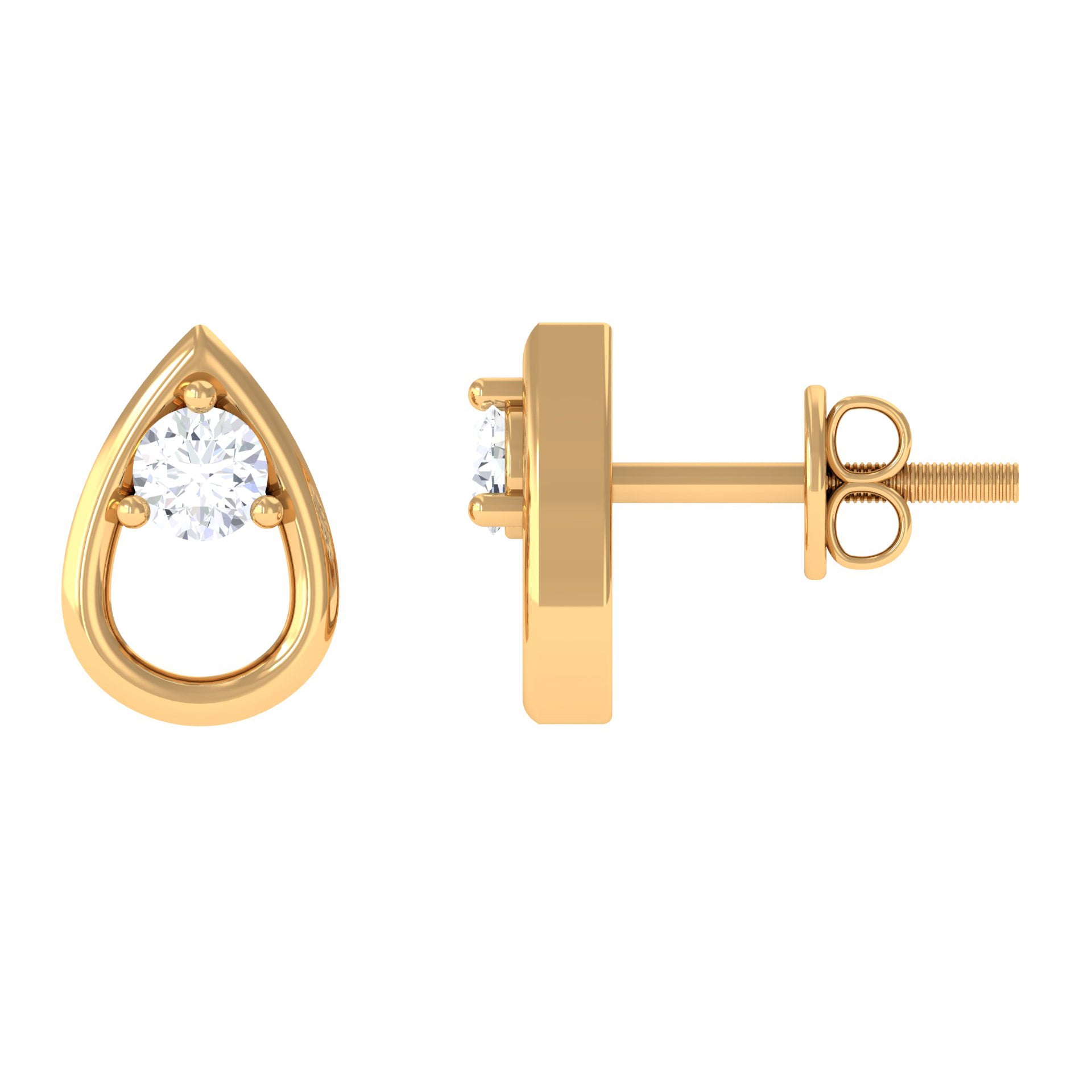 Round Diamond Teardrop Stud Earrings in Gold – Rosec Jewels