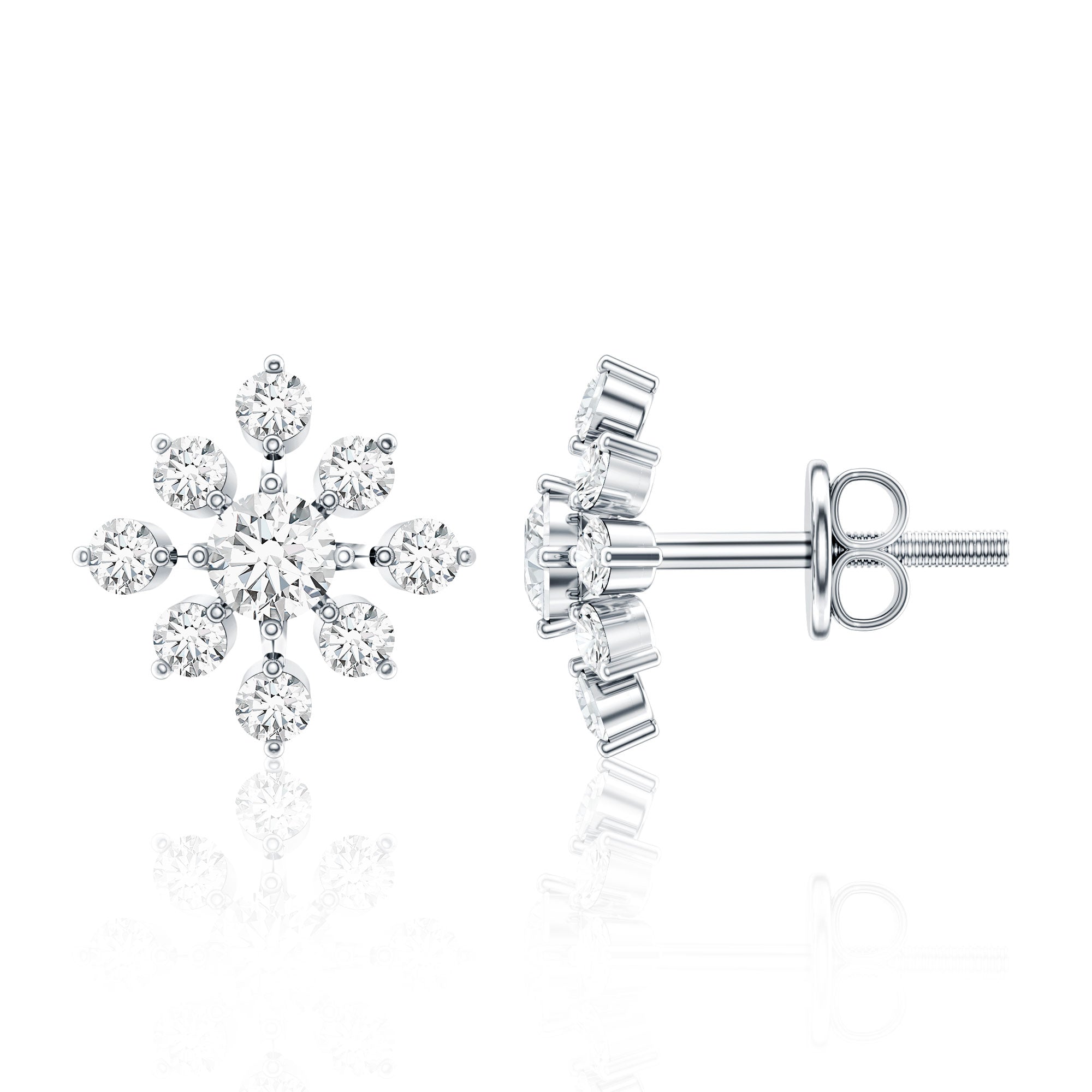 Certified Moissanite Floral Stud Earrings for Women D-VS1 - Rosec Jewels