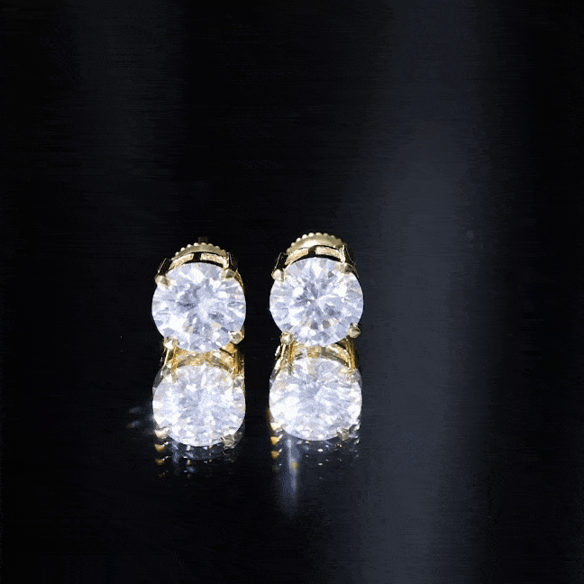 2 Carat Round Cut Moissanite Solitaire Stud Earrings D-VS1 - Rosec Jewels