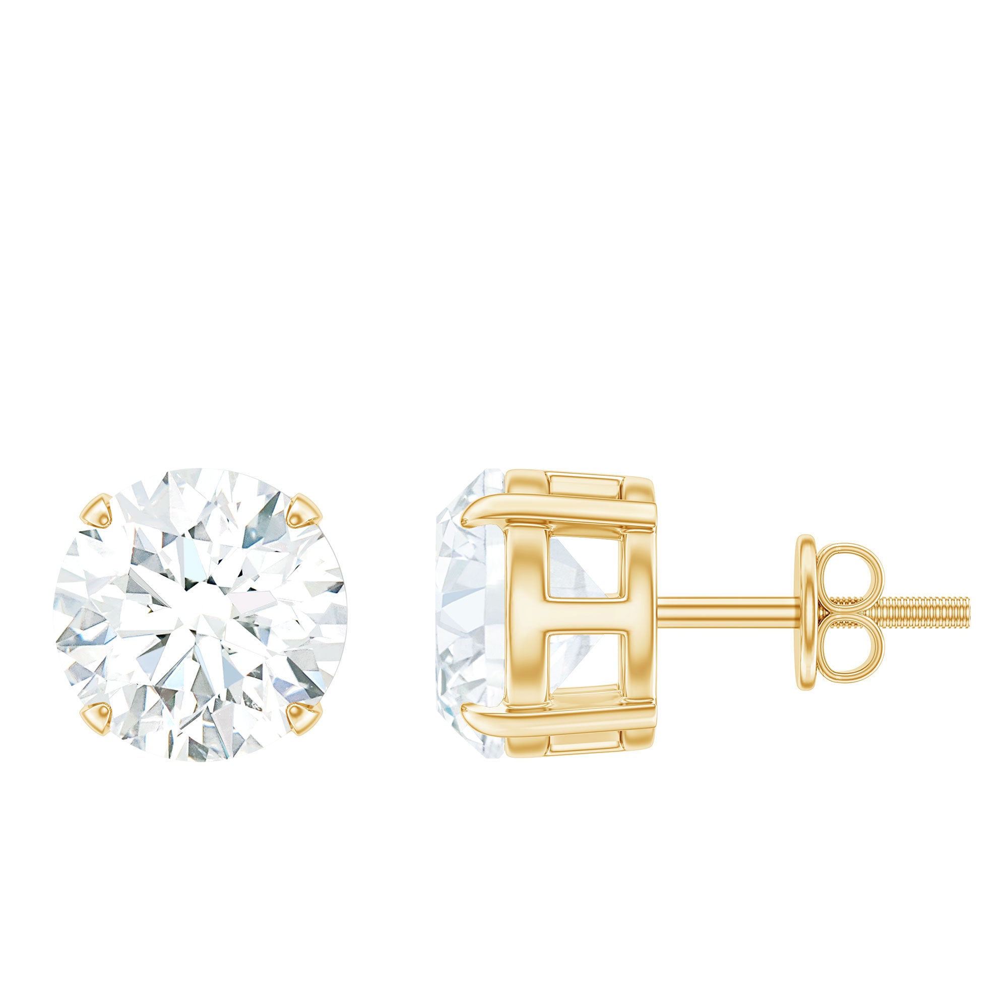 2 Carat Round Cut Moissanite Solitaire Stud Earrings D-VS1 - Rosec Jewels