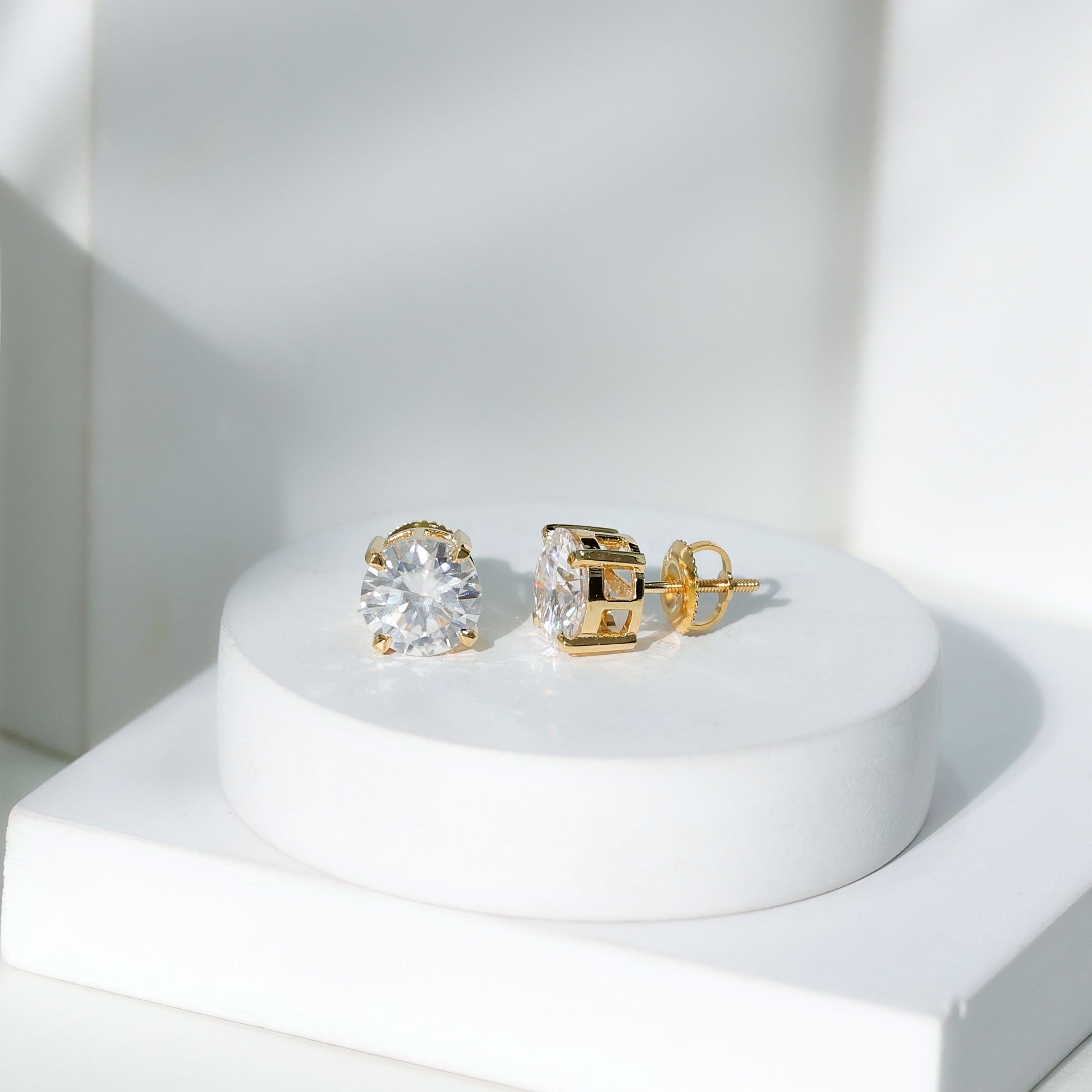 2 Carat Round Cut Moissanite Solitaire Stud Earrings D-VS1 - Rosec Jewels