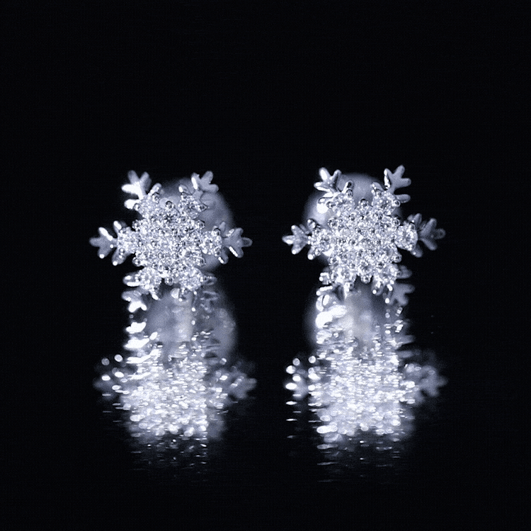 Certified Moissanite Snowflake Stud Earrings D-VS1 - Rosec Jewels