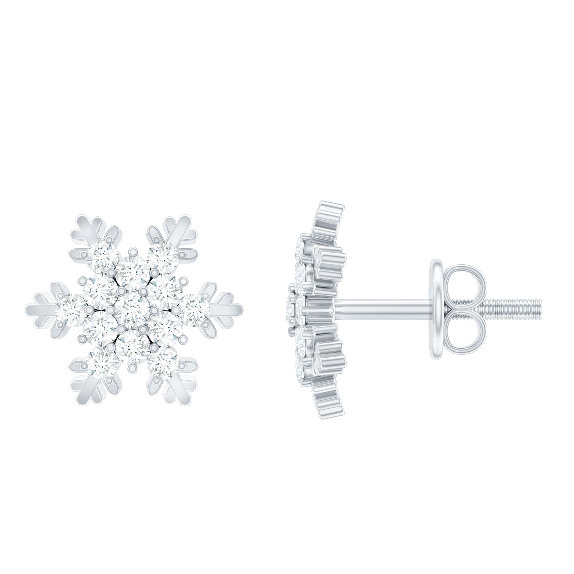 Certified Moissanite Snowflake Stud Earrings