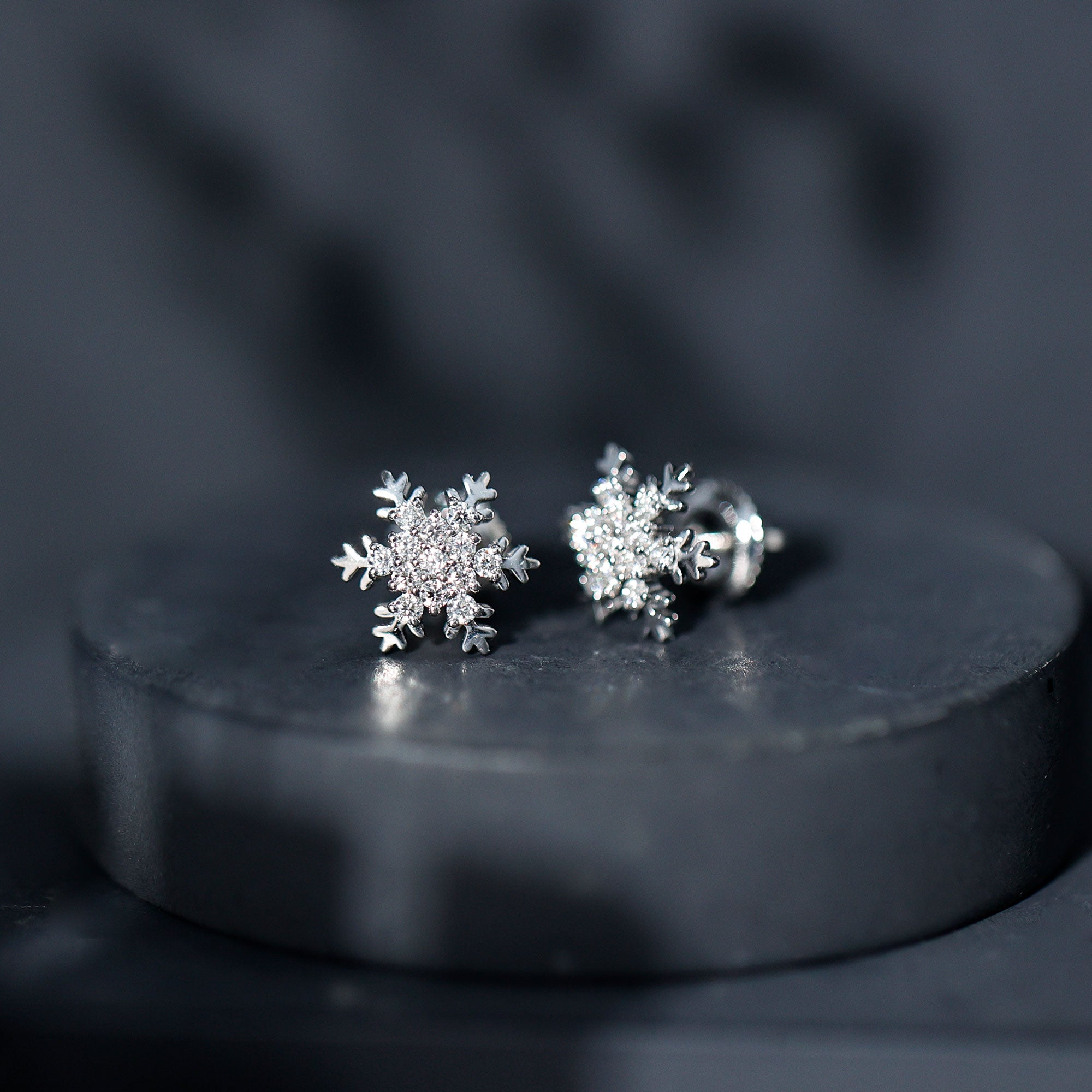 Certified Moissanite Snowflake Stud Earrings D-VS1 - Rosec Jewels