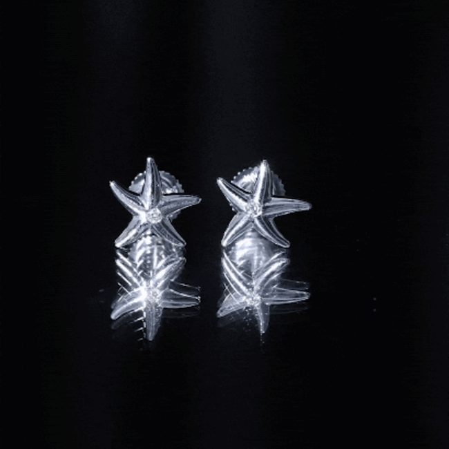Bezel Set Round Moissanite Starfish Stud Earrings D-VS1 - Rosec Jewels