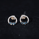1/2 CT London Blue Topaz Leaf and Diamond Eternity Stud Earrings London Blue Topaz - ( AAA ) - Quality - Rosec Jewels