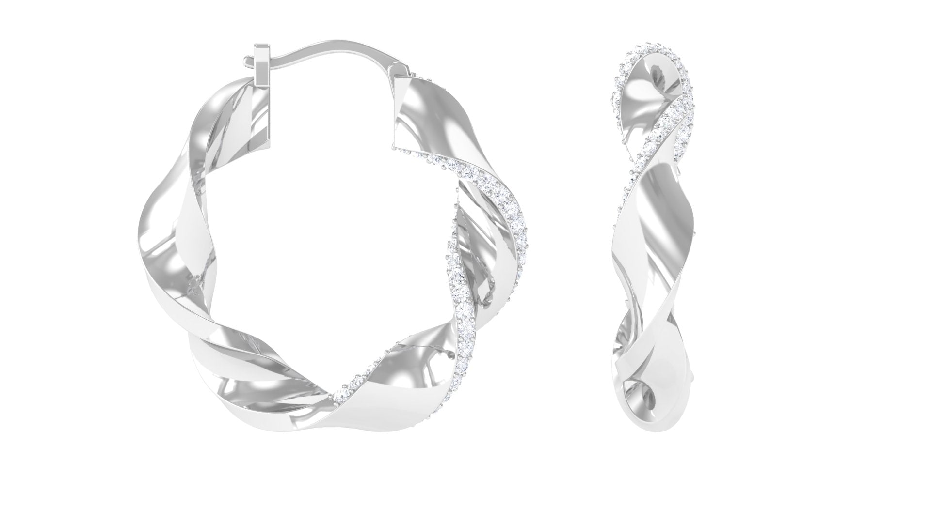 Lab Grown Diamond Twisted Hoop Earrings with Snap Back