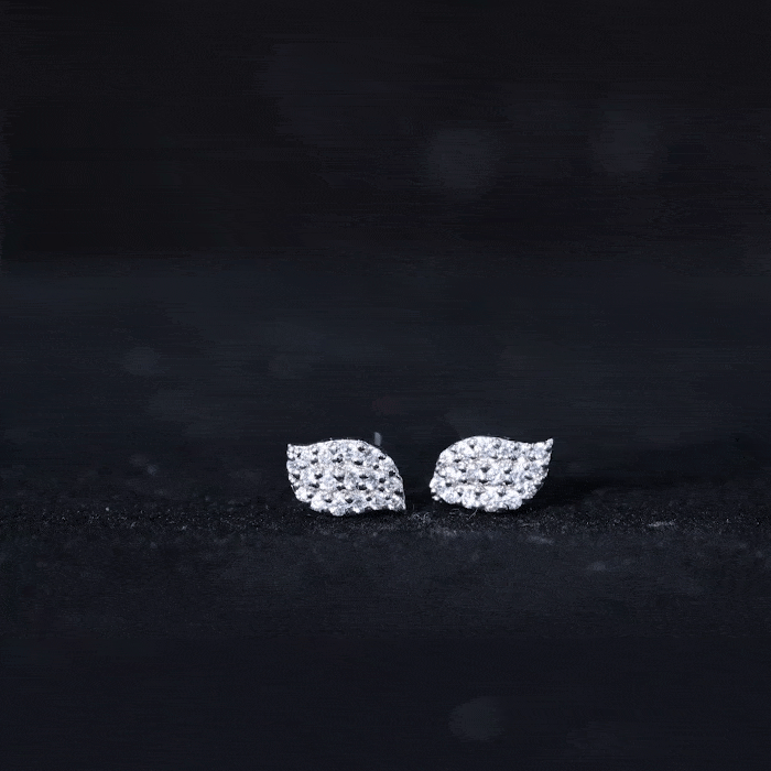 Cubic Zirconia Leaf Stud Earrings in Pave Setting AAAA - Rosec Jewels