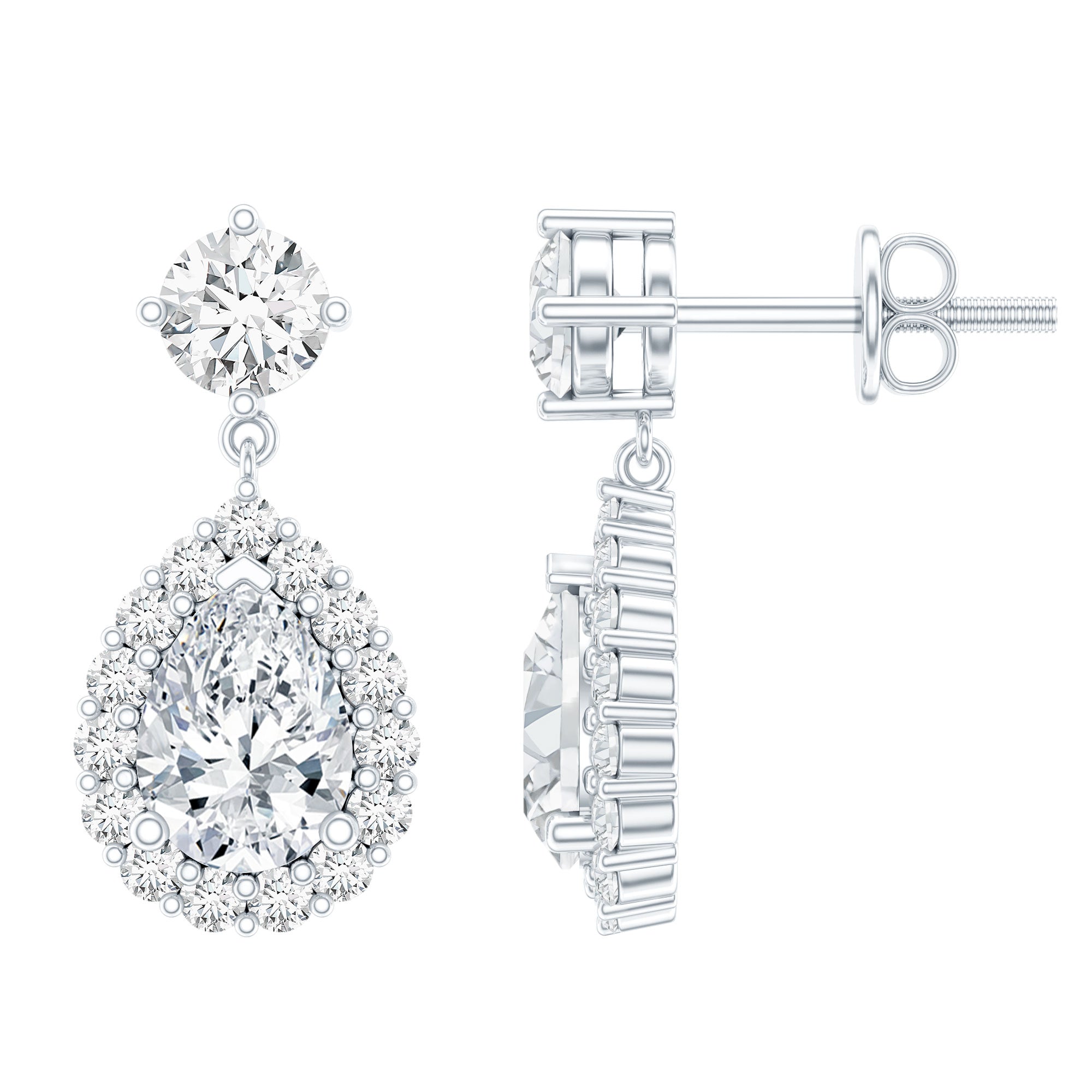 2.50 CT Moissanite Teardrop Bridal Earrings in Silver D-VS1 92.5 Sterling Silver - Rosec Jewels