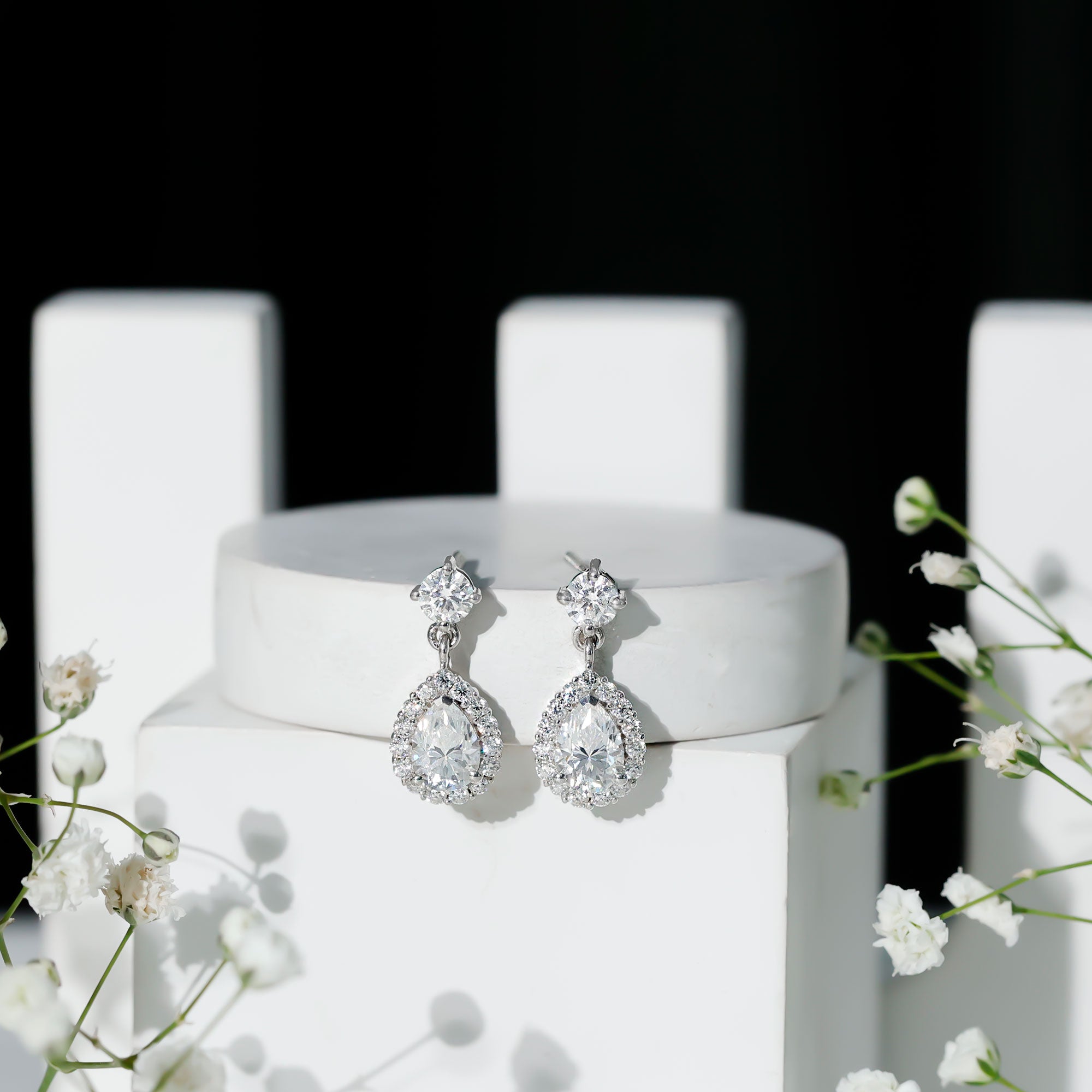 2.50 CT Moissanite Teardrop Bridal Earrings in Silver D-VS1 92.5 Sterling Silver - Rosec Jewels