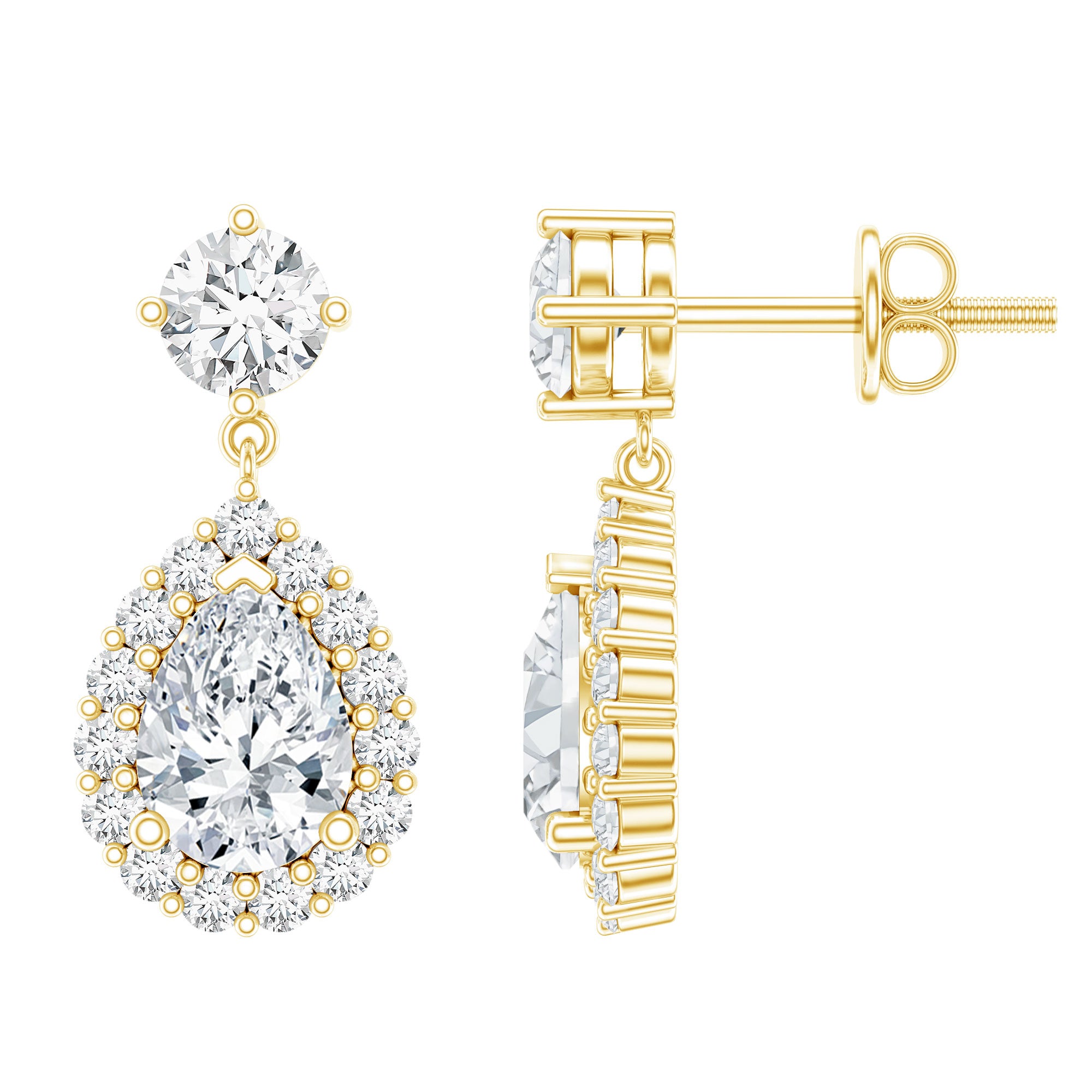 2.50 CT Moissanite Bridal Dangle Earrings in Prong Setting D-VS1 - Rosec Jewels