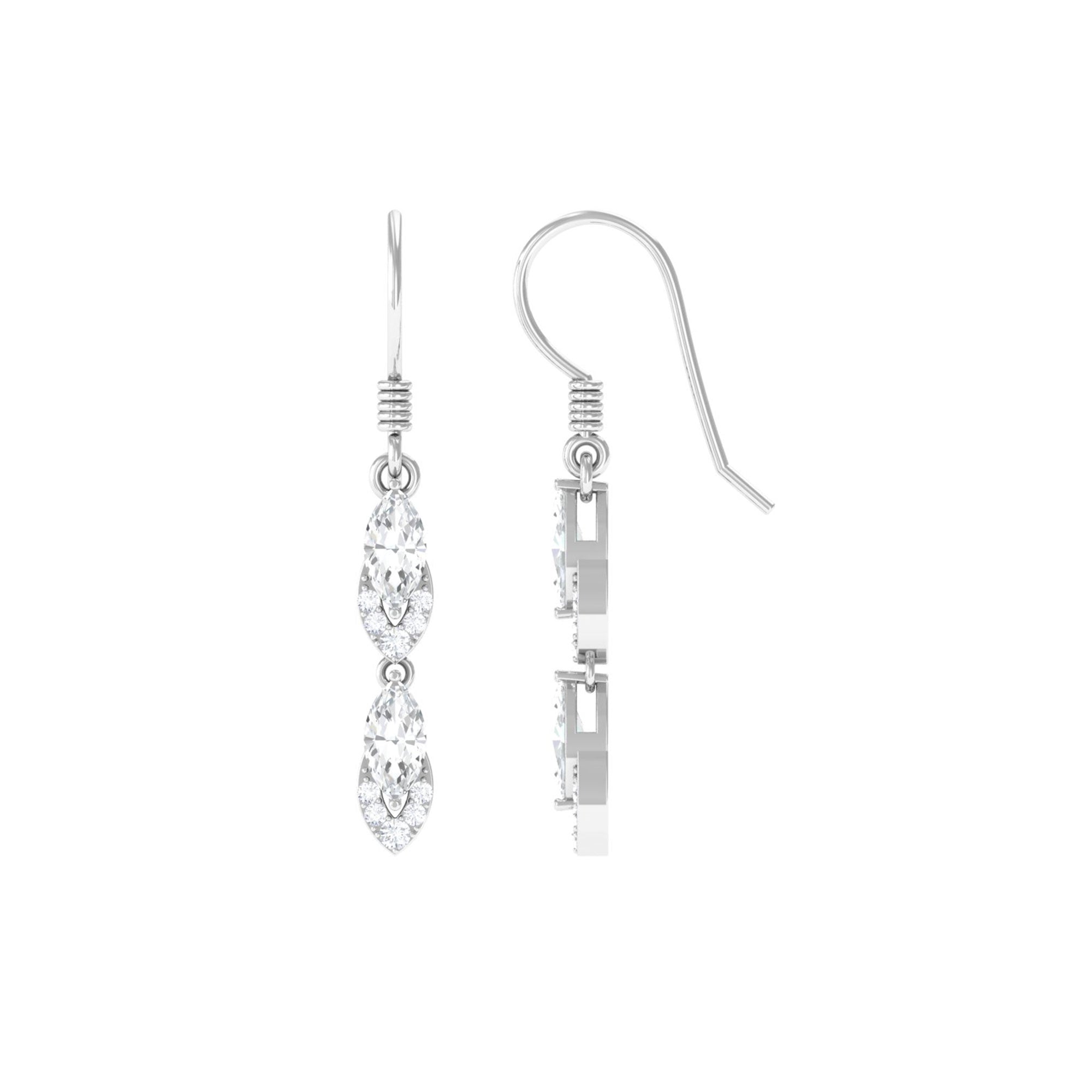 1.25 CT Moissanite Minimal Dangle Earrings in Gold